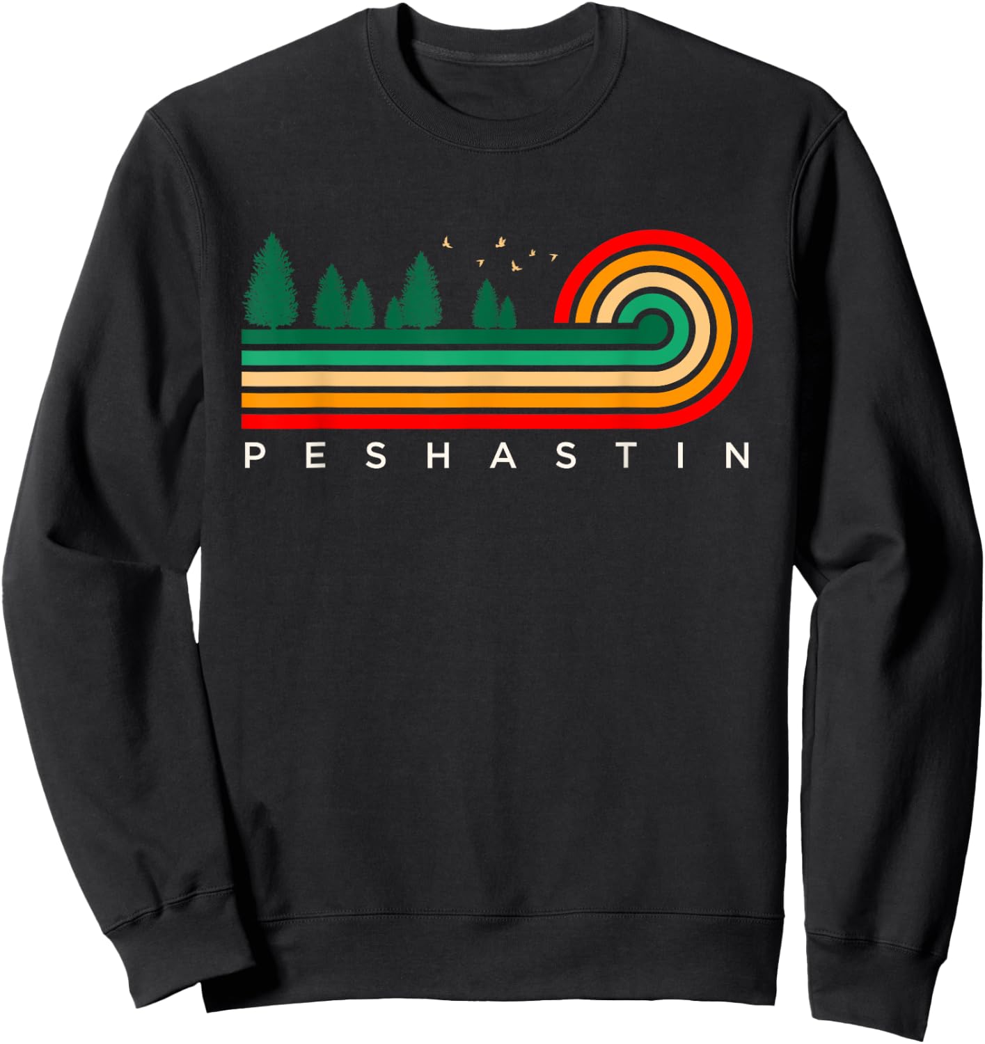 Evergreen Vintage Stripes Peshastin, Washington Sweatshirt - Sweatshirt | Black