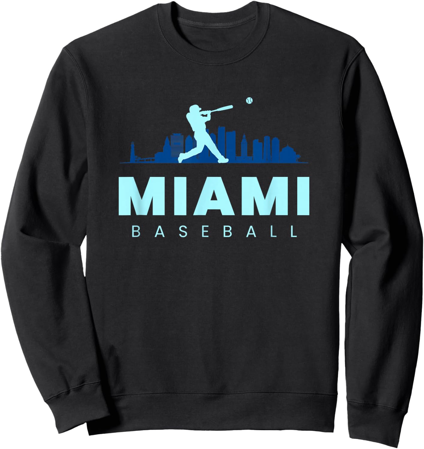 Miami Baseball Vintage Minimalist Retro Baseball Lover Sweatshirt - Sweatshirt | Black