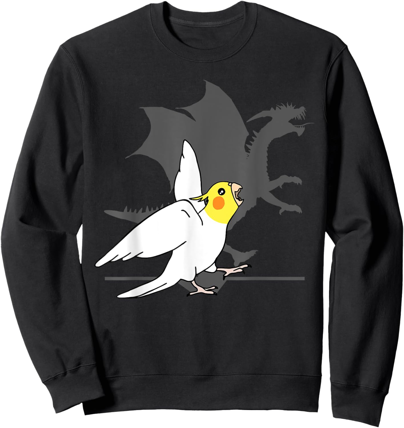 Lutino Cockatiel Dragon Shadow, Dragon Cockatiel, Birb memes Sweatshirt - Sweatshirt | Black