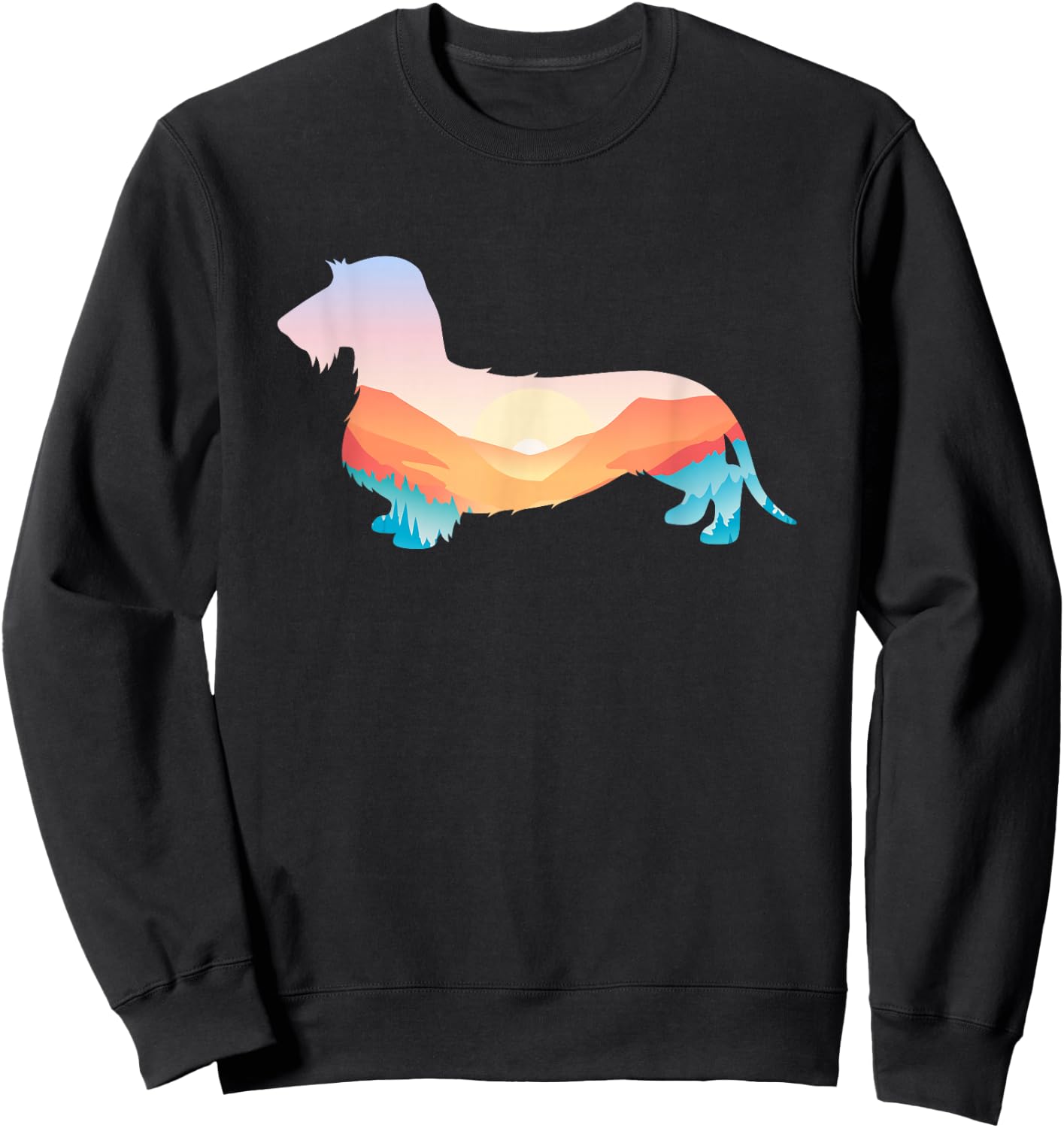 Wire Haired Dachshund Nature Hiking Dog Sunrise Adventure Sweatshirt - Sweatshirt | Black