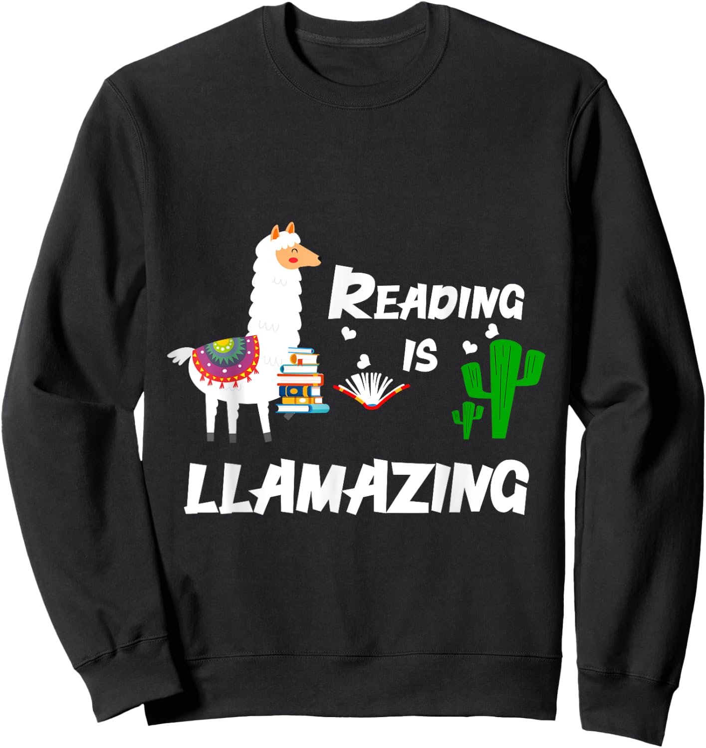 Librarian Book Reading Alpaca Llama Sweatshirt - Sweatshirt | Black