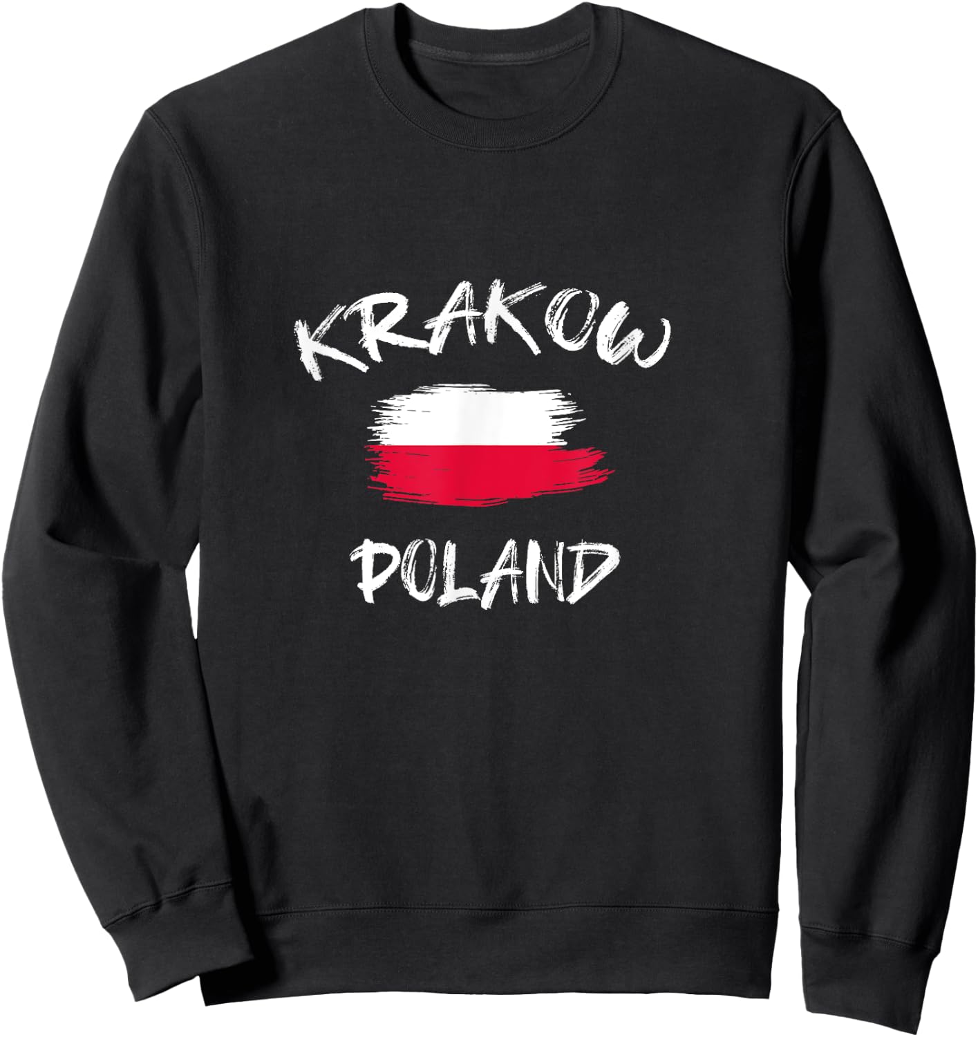 Krakow Poland Souvenir Polish Country Flag Brushed Sweatshirt - Sweatshirt | Black
