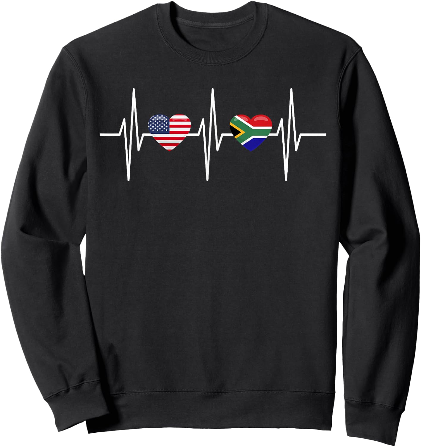 USA South Africa Shirt America South African Flag Heart Sweatshirt - Sweatshirt | Black