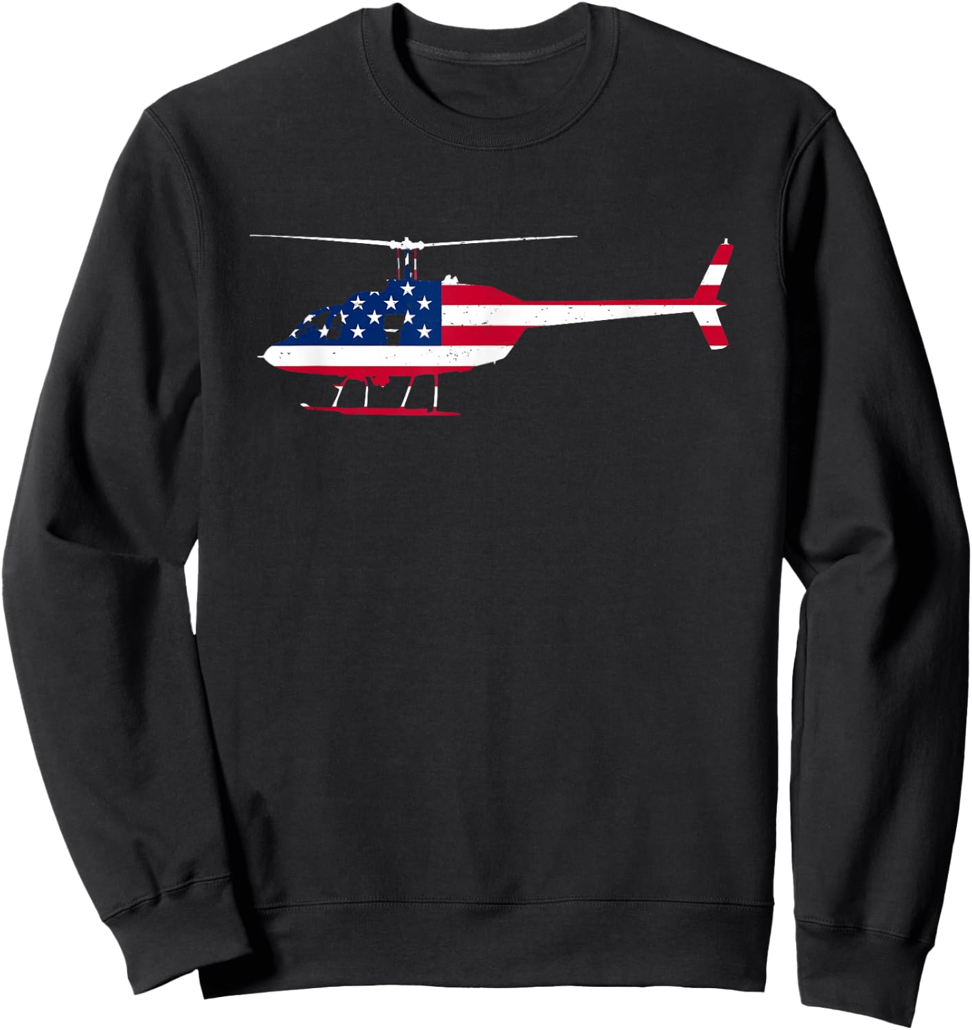 American Flag Patriotic Helicopter Pilot Mechanic US Sweatshirt - Sweatshirt | Black