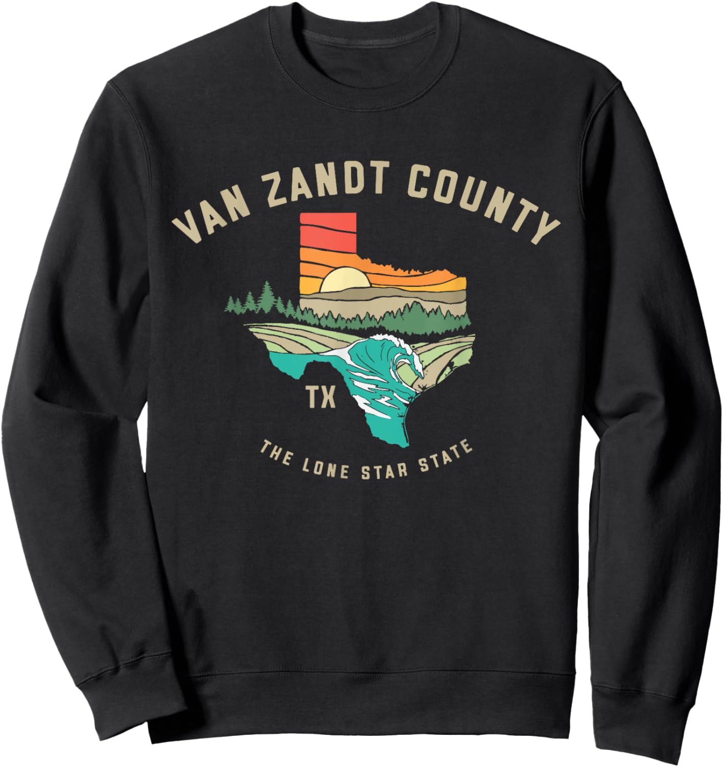 Van Zandt County Texas Outdoors Vintage Nature Design Sweatshirt - Sweatshirt | Black