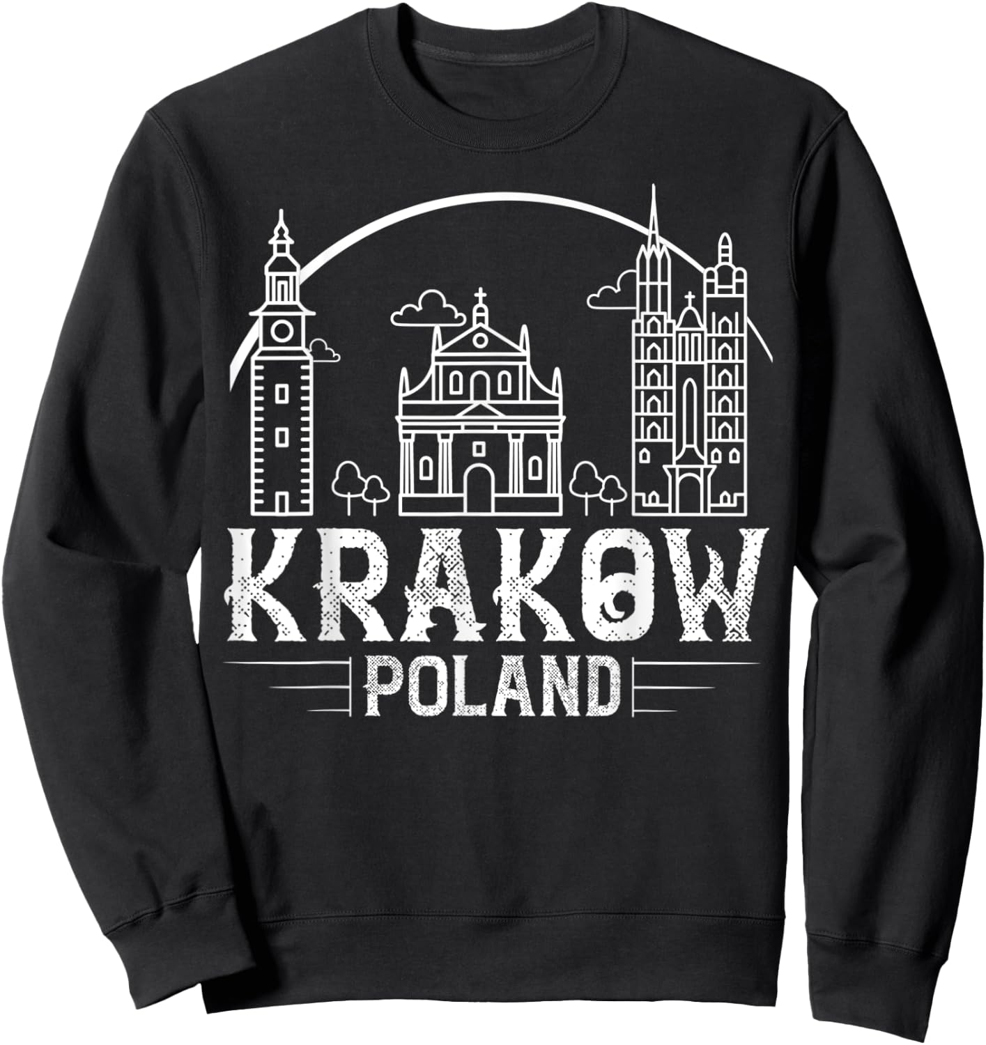 Krakow Poland City Skyline Map Travel Sweatshirt - Sweatshirt | Black