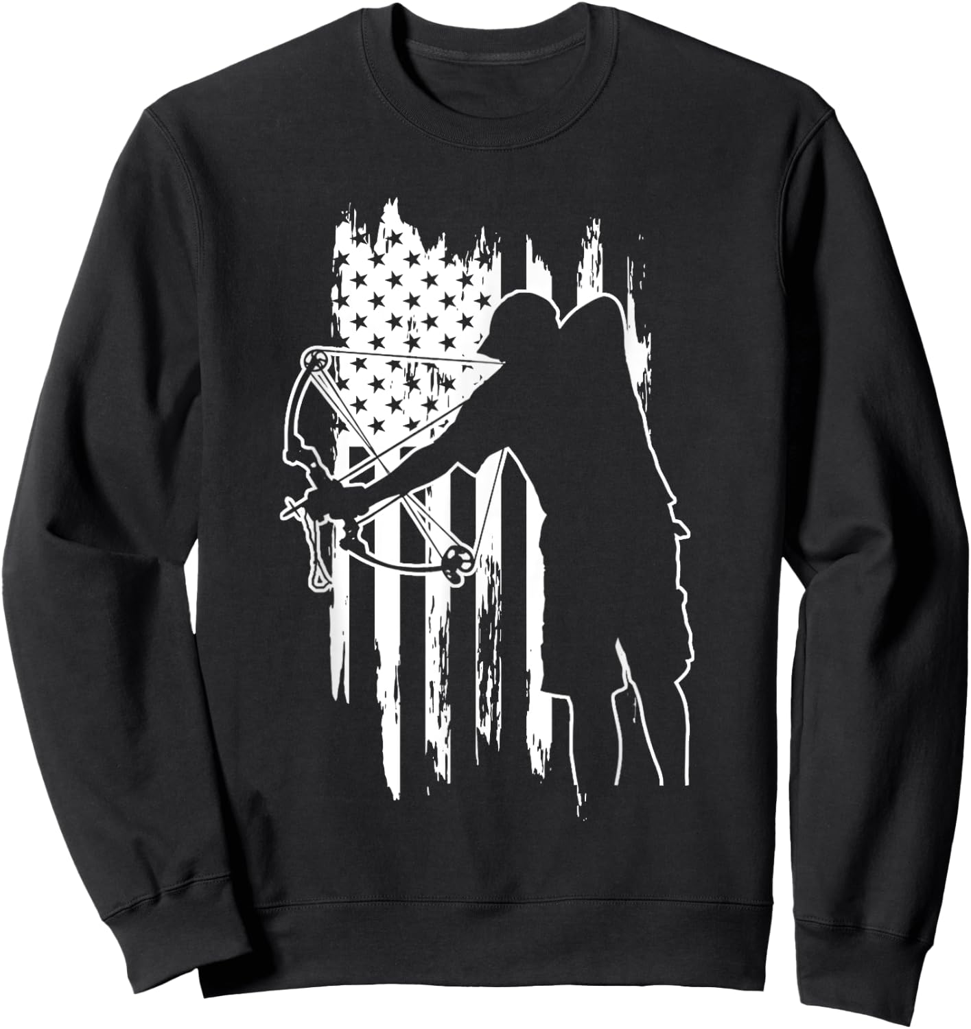 Dad bowfishing Archer American Flag Vintage great Gift Sweatshirt - Sweatshirt | Black