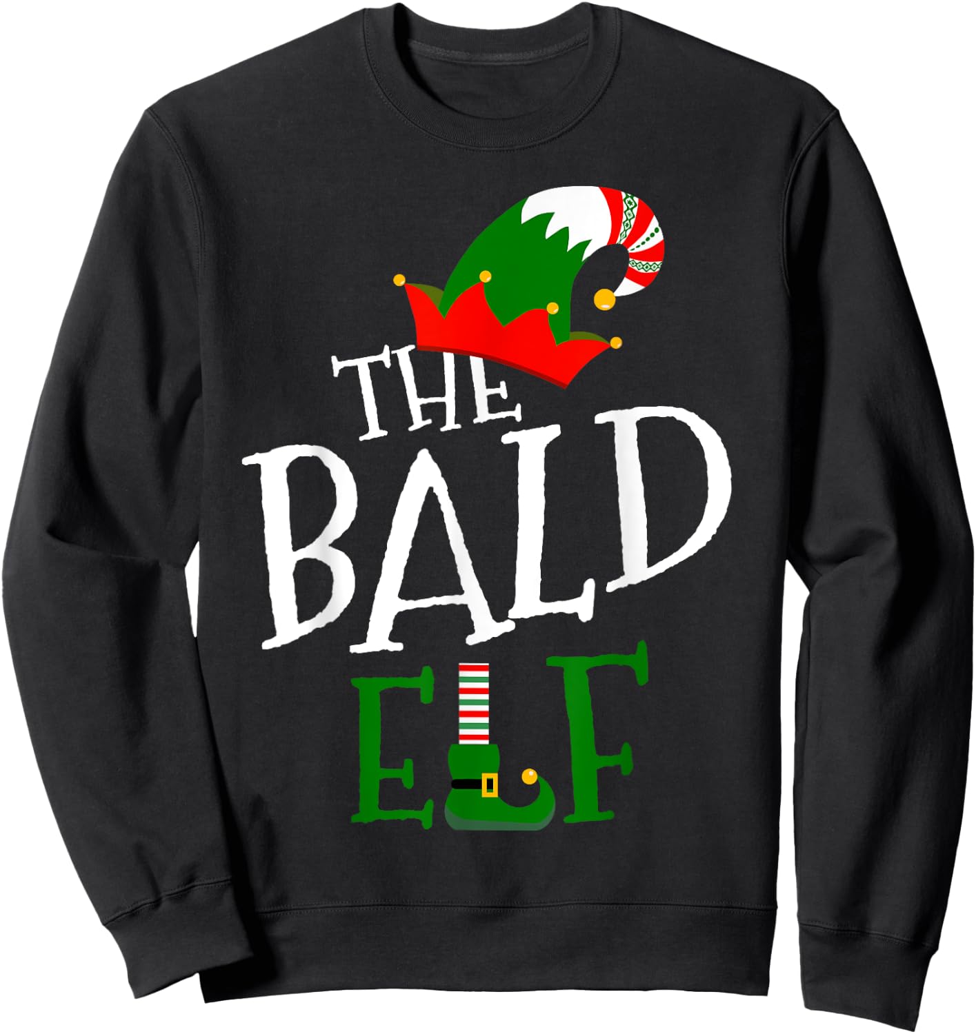 The Bald Elf Family Matching Group Gift Christmas Costume Sweatshirt - Sweatshirt | Black