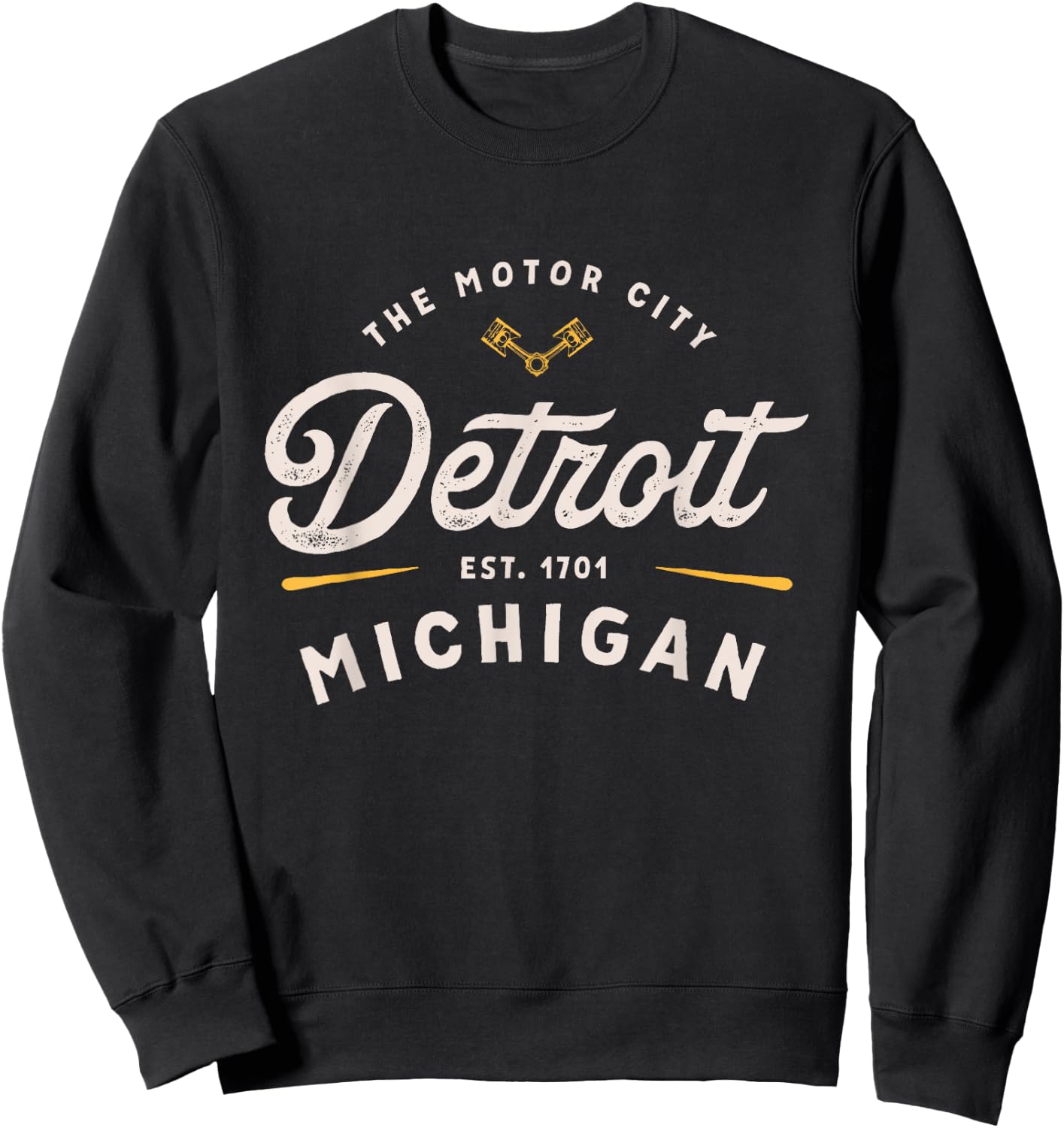 Rustic Motor City Classic Detroit Michigan 1701 USA Gift Sweatshirt - Sweatshirt | Black