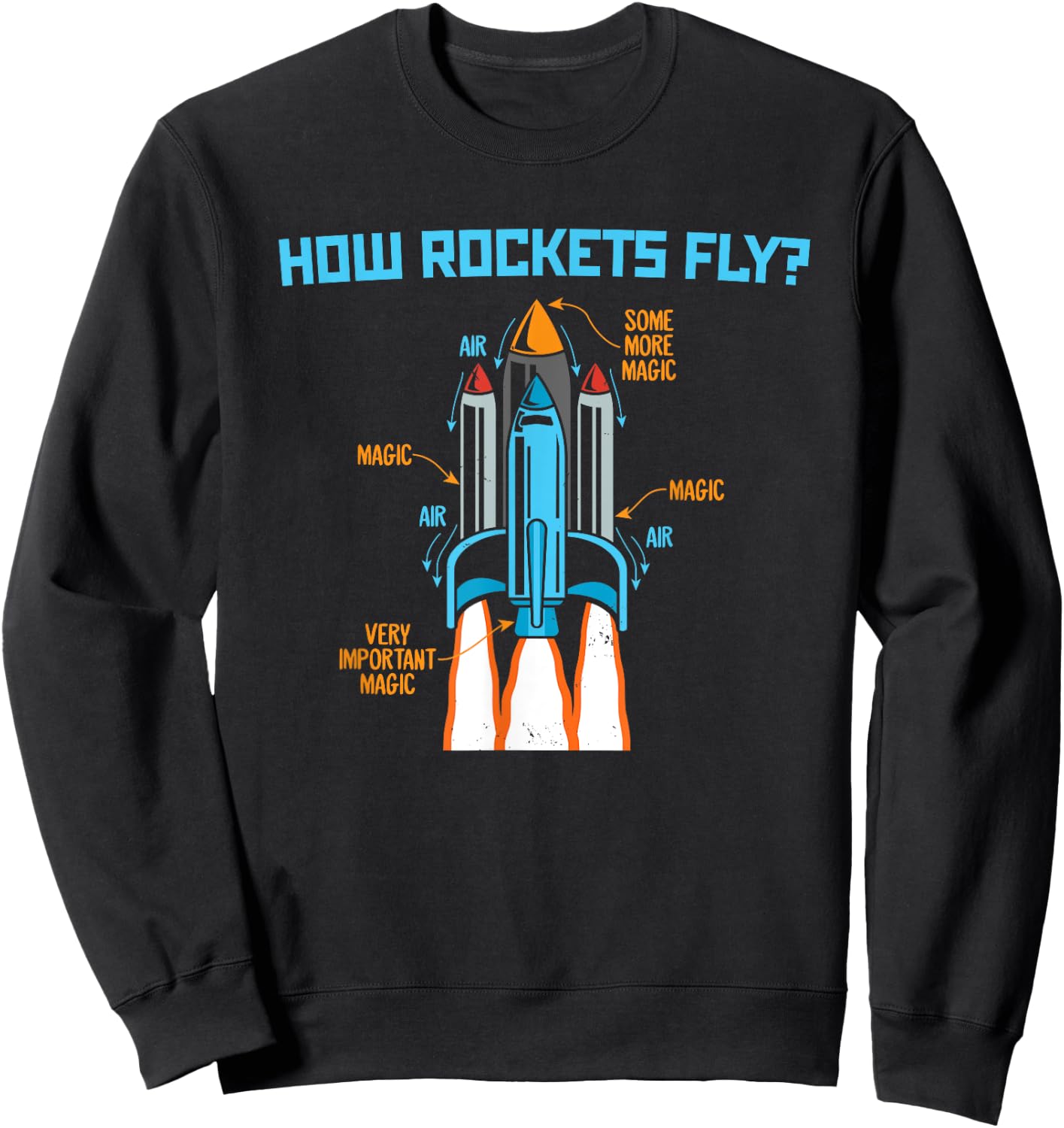 How Rockets Fly Magic Air Aerospace Engineering Scientist Sweatshirt - Sweatshirt | Black
