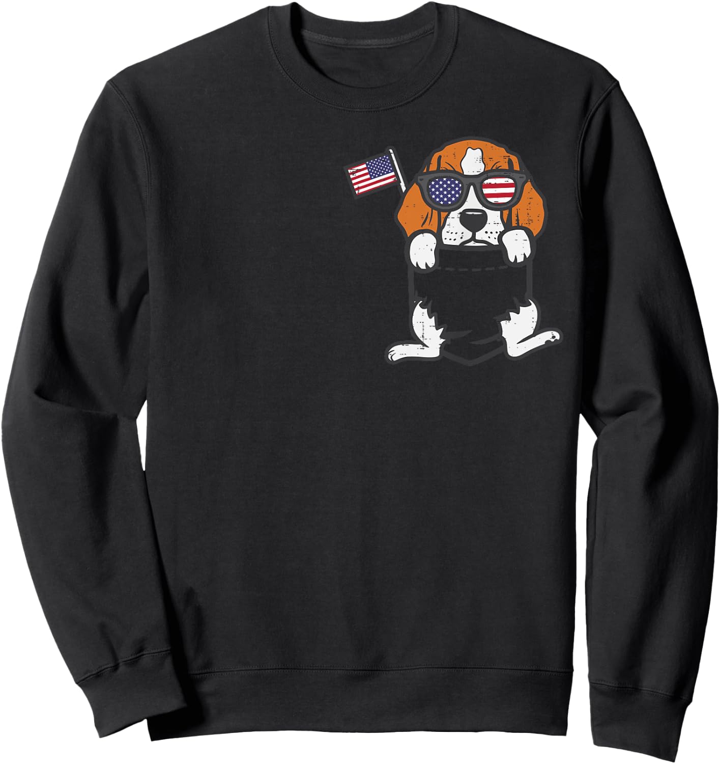 Beagle Feet Pocket Cute American USA 4th Of July Fourth Dog Sweatshirt - Sweatshirt | Black