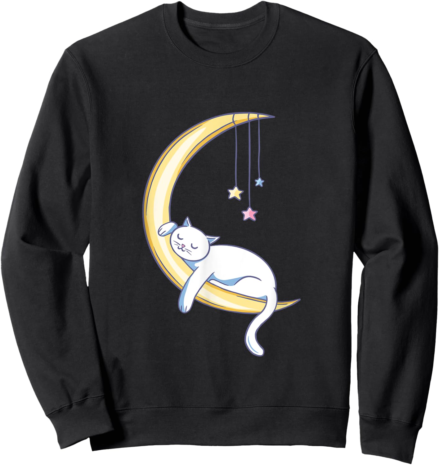 Sleeping Cat On Moon Sweatshirt - Sweatshirt | Black
