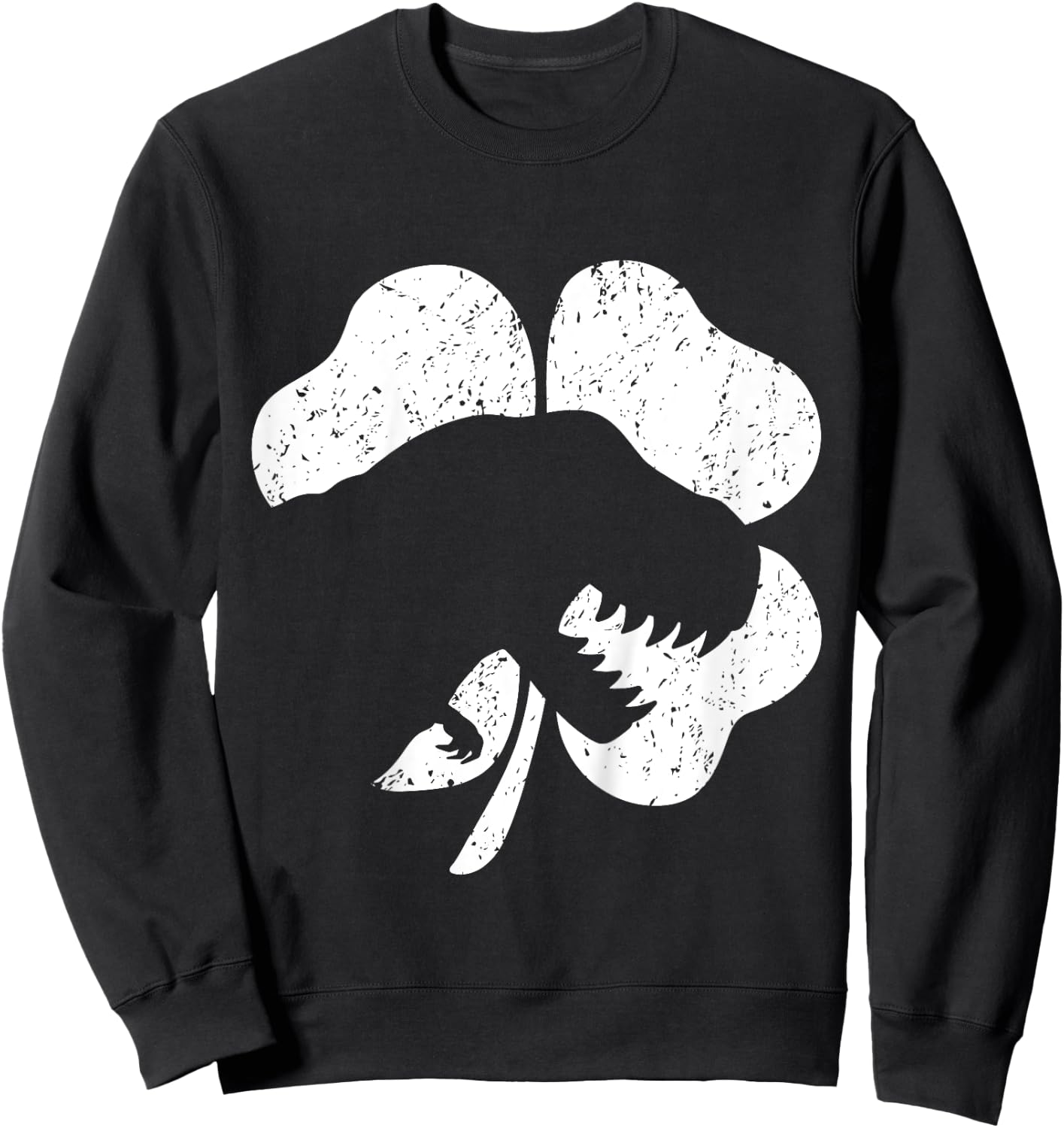 Kids St Patricks Day T-Rex Dinosaur Silhouette Clover Toddler Boy Sweatshirt - Sweatshirt | Black
