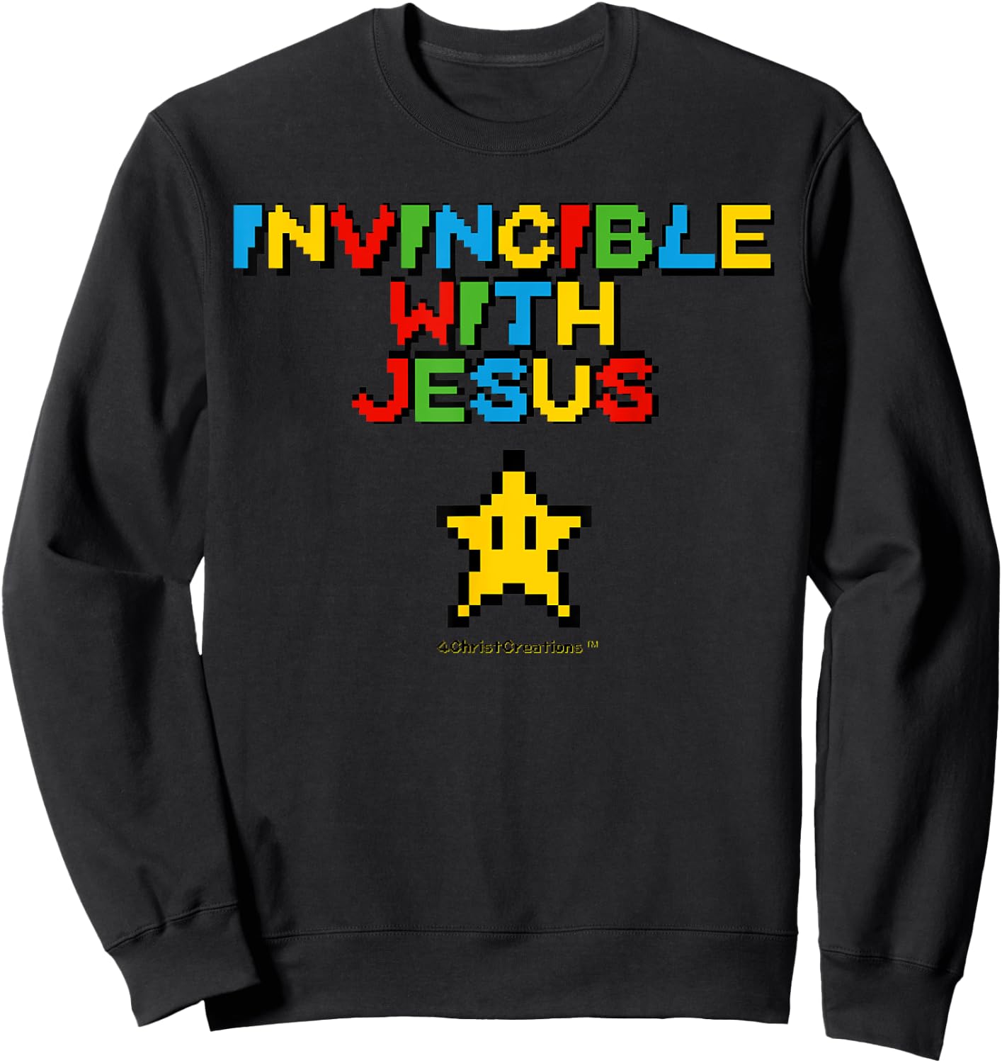 Invincible With Jesus Christian Gamer Inspiration & Faith Sweatshirt - Sweatshirt | Black