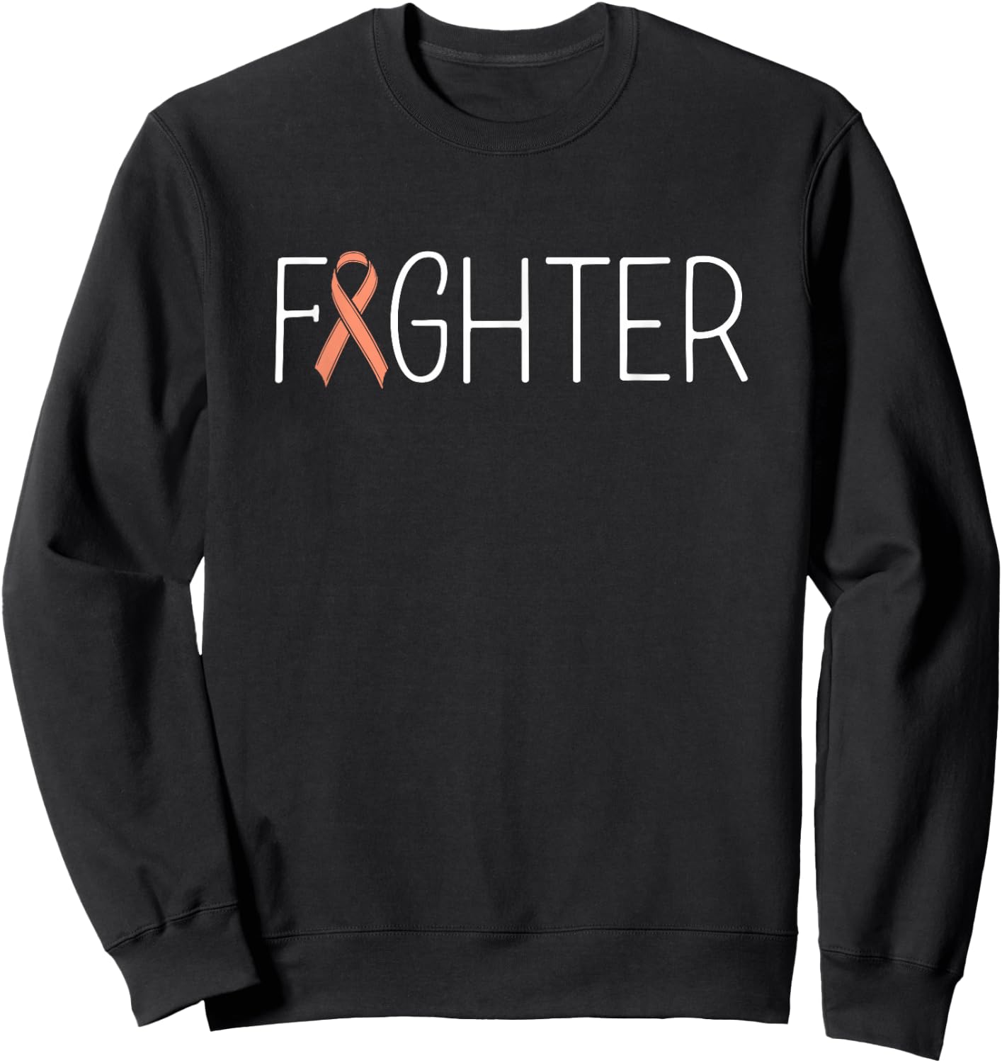 Endometrial Cancer Fighter Peach Uterine Cancer Awareness Sweatshirt - Sweatshirt | Black