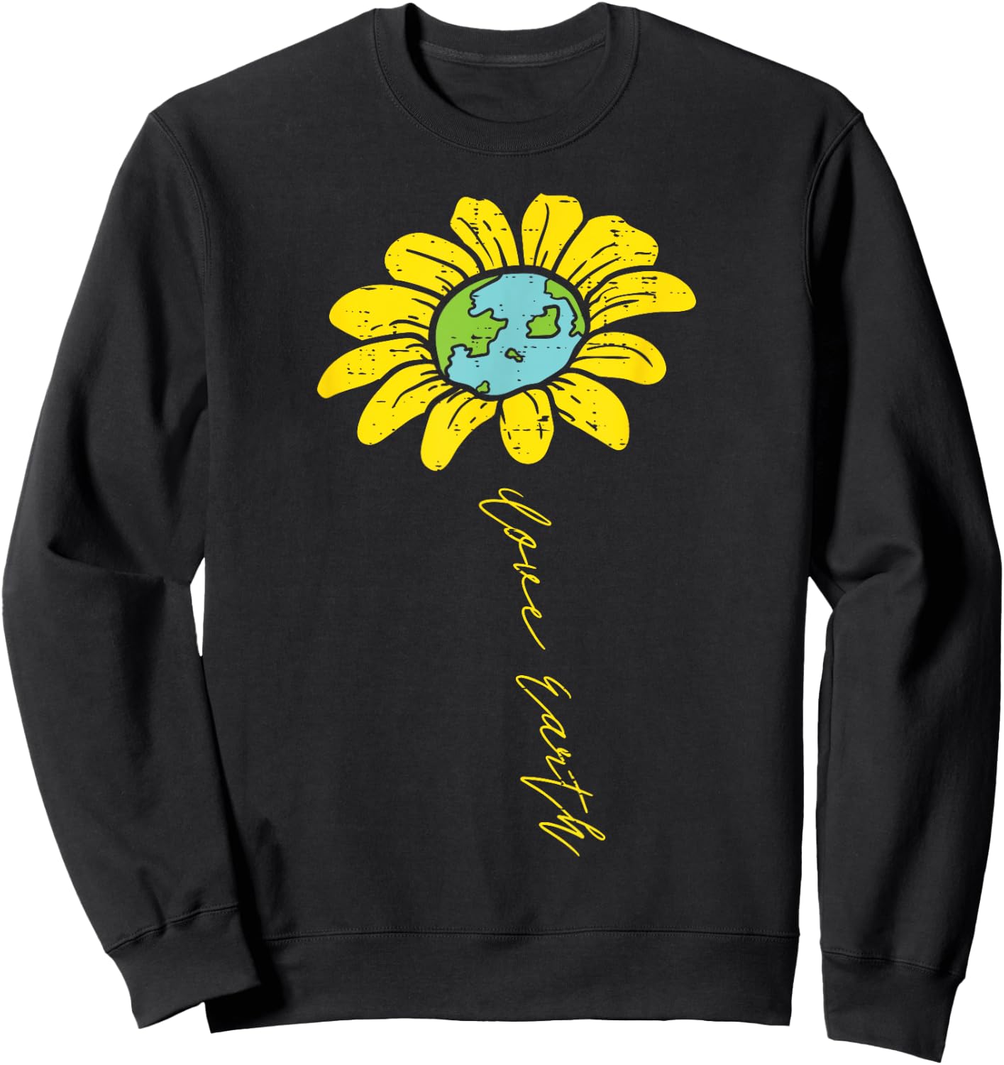 Sunflower Love Earth Day Retro Nature Environmentalist Gift Sweatshirt - Sweatshirt | Black