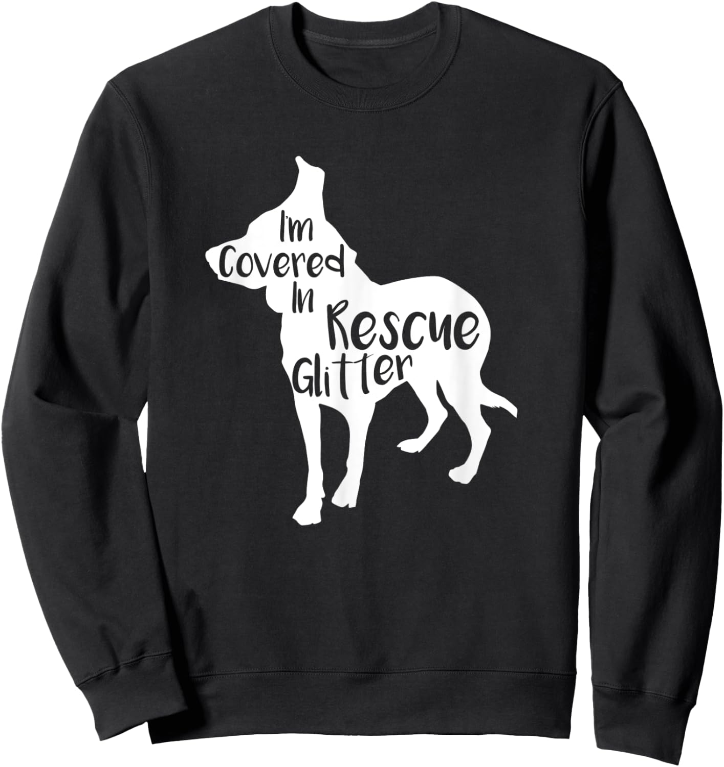Rescue Dog Love Hair Rescue Fur Glitter Sweatshirt - Sweatshirt | Black