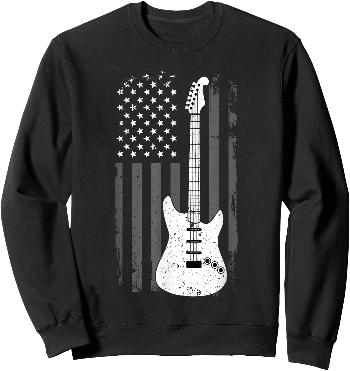 Guitar American US Flag Music Player Electric Guitarist Gift Sweatshirt - Sweatshirt | Black