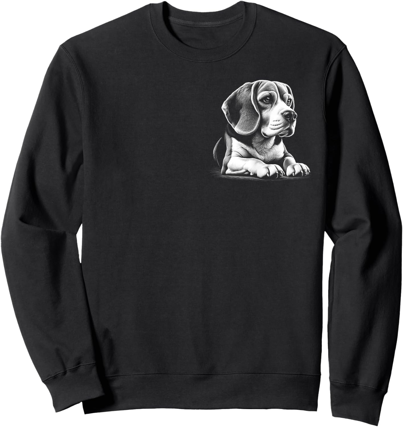 Cute Beagle Portrait in Lying Pose on Chest Sweatshirt - Sweatshirt | Black