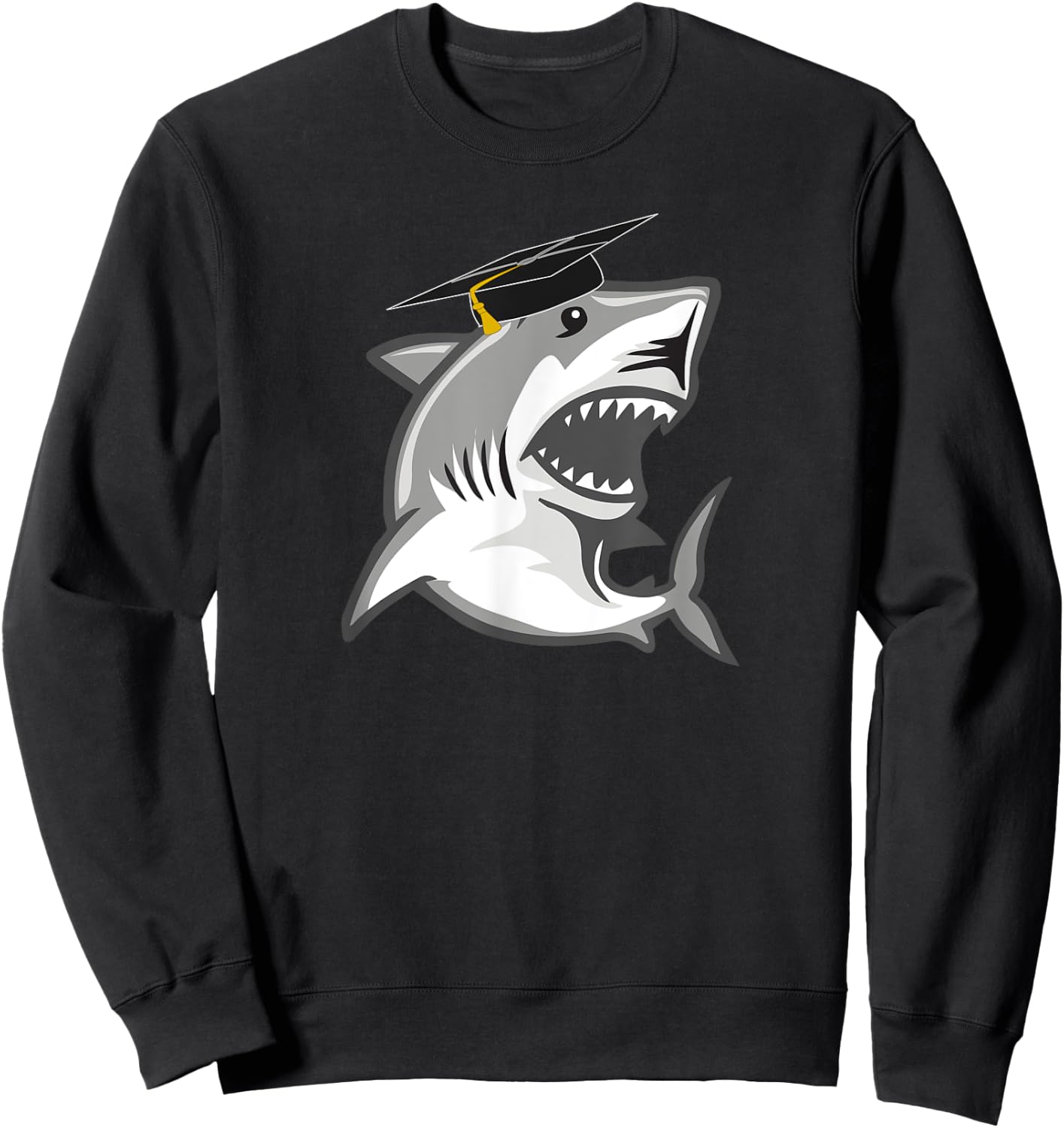Great White Shark Graduation Cap Class of 2024 Shark Lover Sweatshirt - Sweatshirt | Black