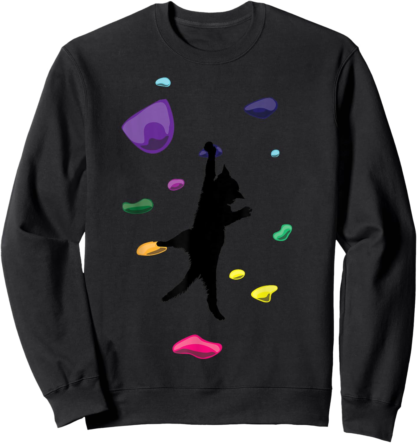 Cat Rock Climbing Art Women Kid Carabiner Bouldering Sweatshirt - Sweatshirt | Black