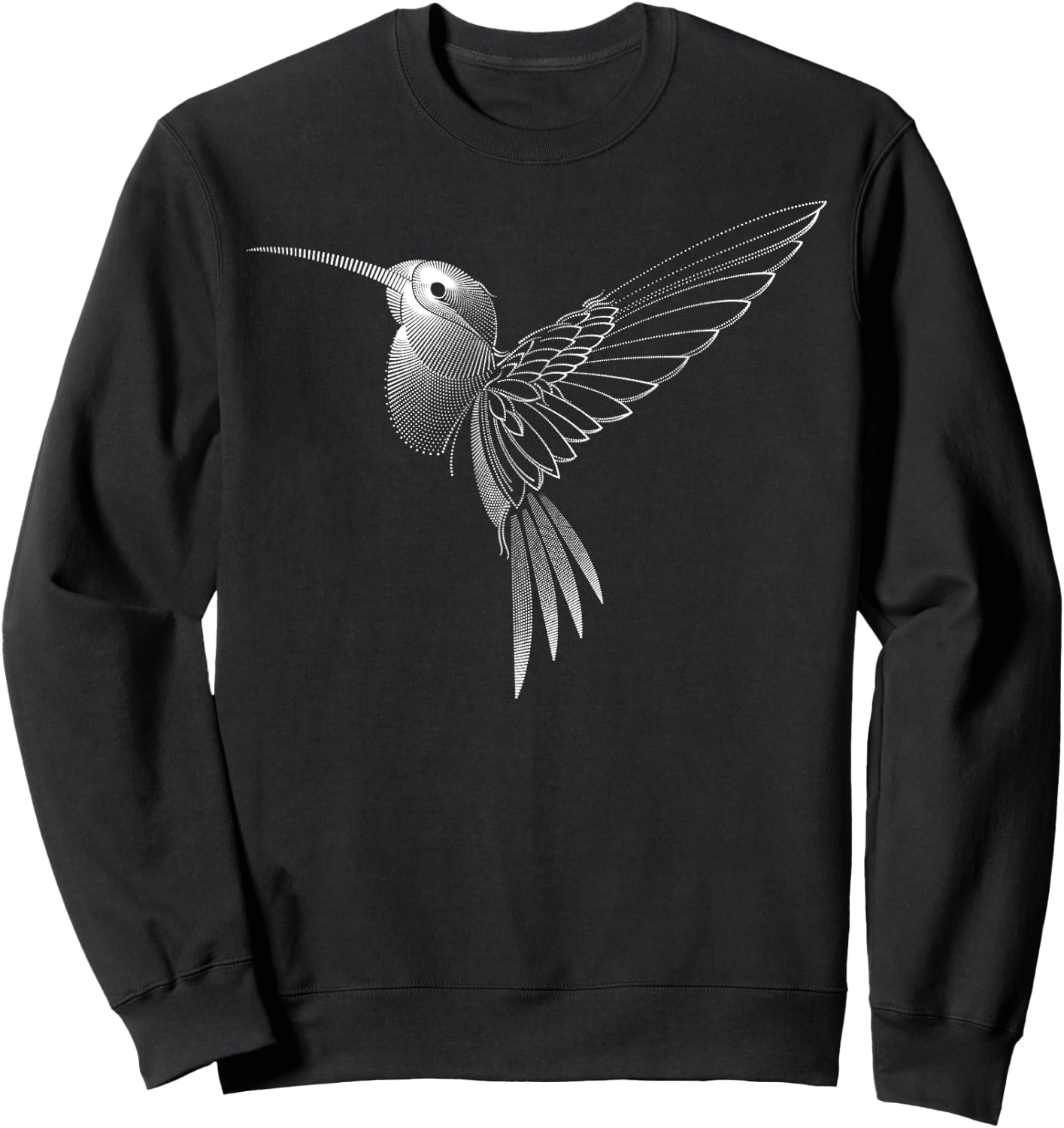 Hummingbird Dot Line Art Bird Portrait Sketch - Hummingbird Sweatshirt - Sweatshirt | Black