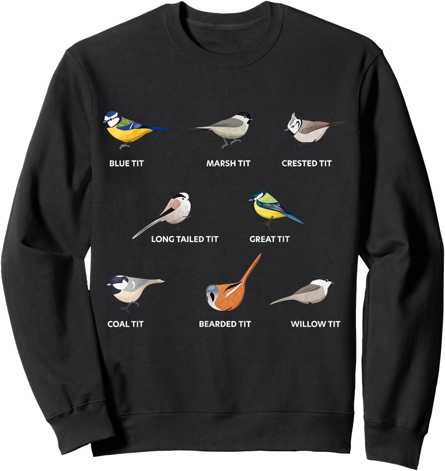 Collection of tit birds Blue tit, great tit & more (Gift) Sweatshirt - Sweatshirt | Black