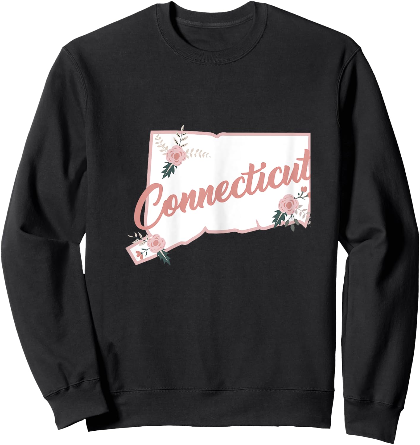 Cute Connecticut State Floral Rose Sweatshirt - Sweatshirt | Black