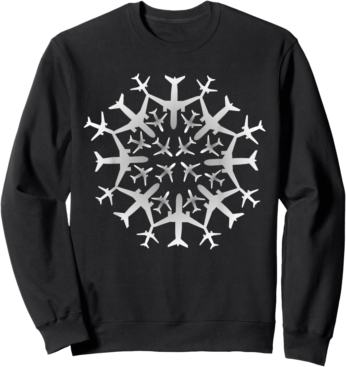 Pilot Gift Snowflake Airplanes Christmas Snow Aviation Plane Sweatshirt - Sweatshirt | Black