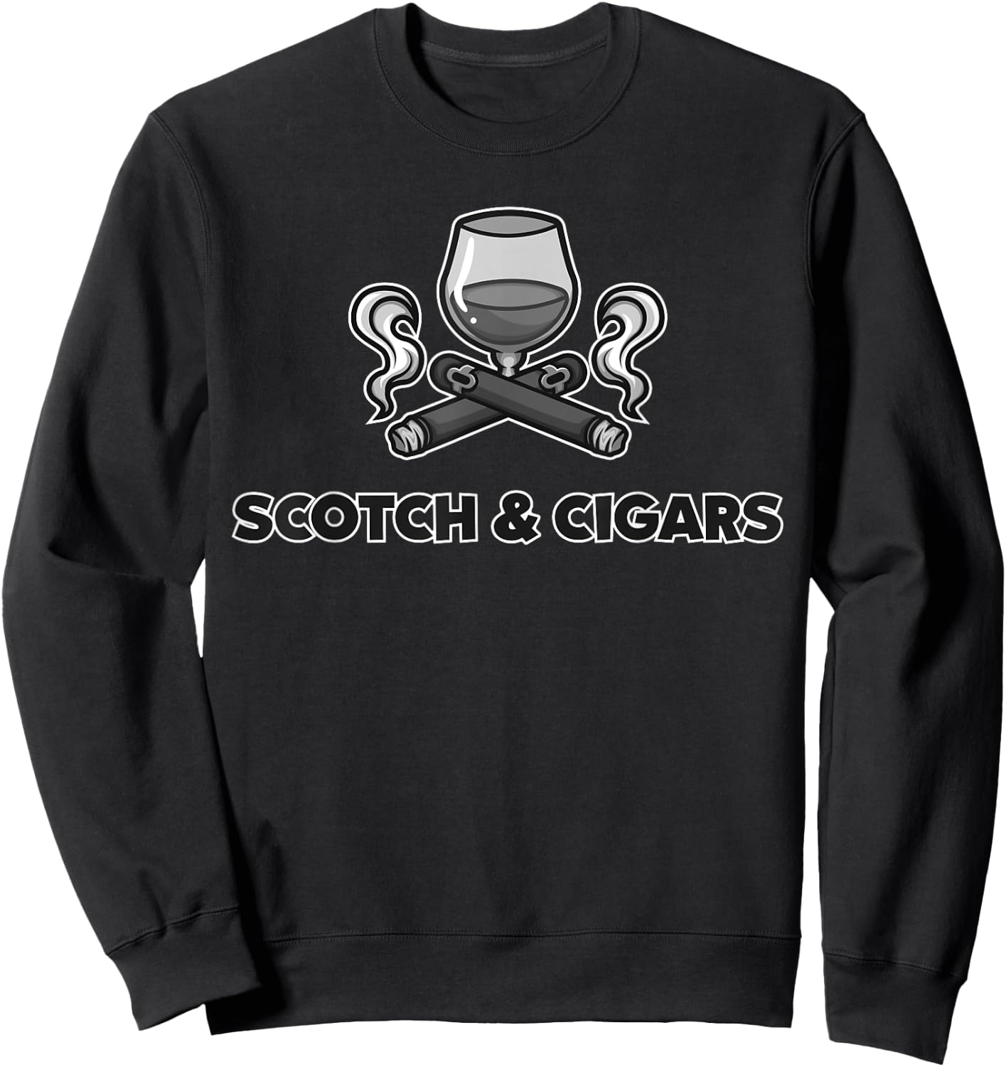 Cute Scotch Cigars Lover Gift | Drinker Smoker Father's Day Sweatshirt - Sweatshirt | Black