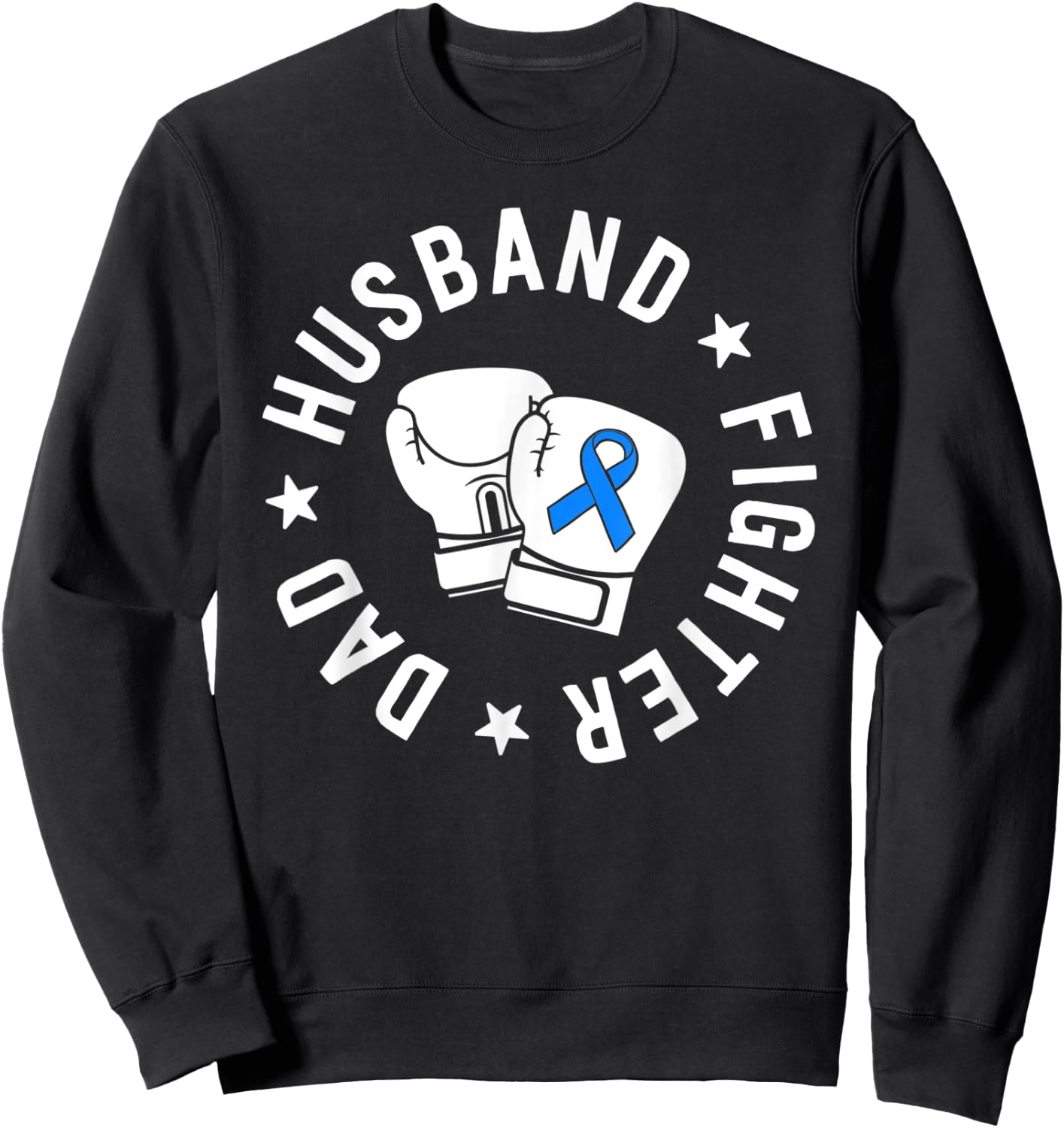 ALS Warrior Dad Husband Father Blue Ribbon Awareness Sweatshirt - Sweatshirt | Black