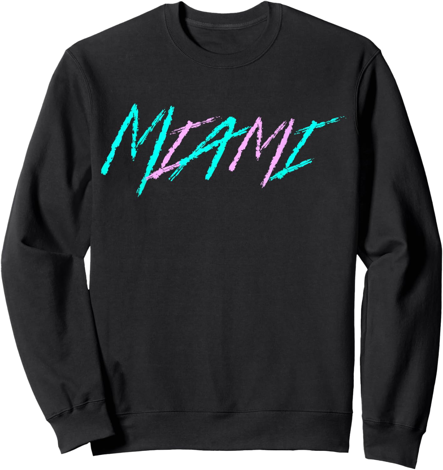 Classic 90's Teal and Pink Color Miami Sweatshirt - Sweatshirt | Black