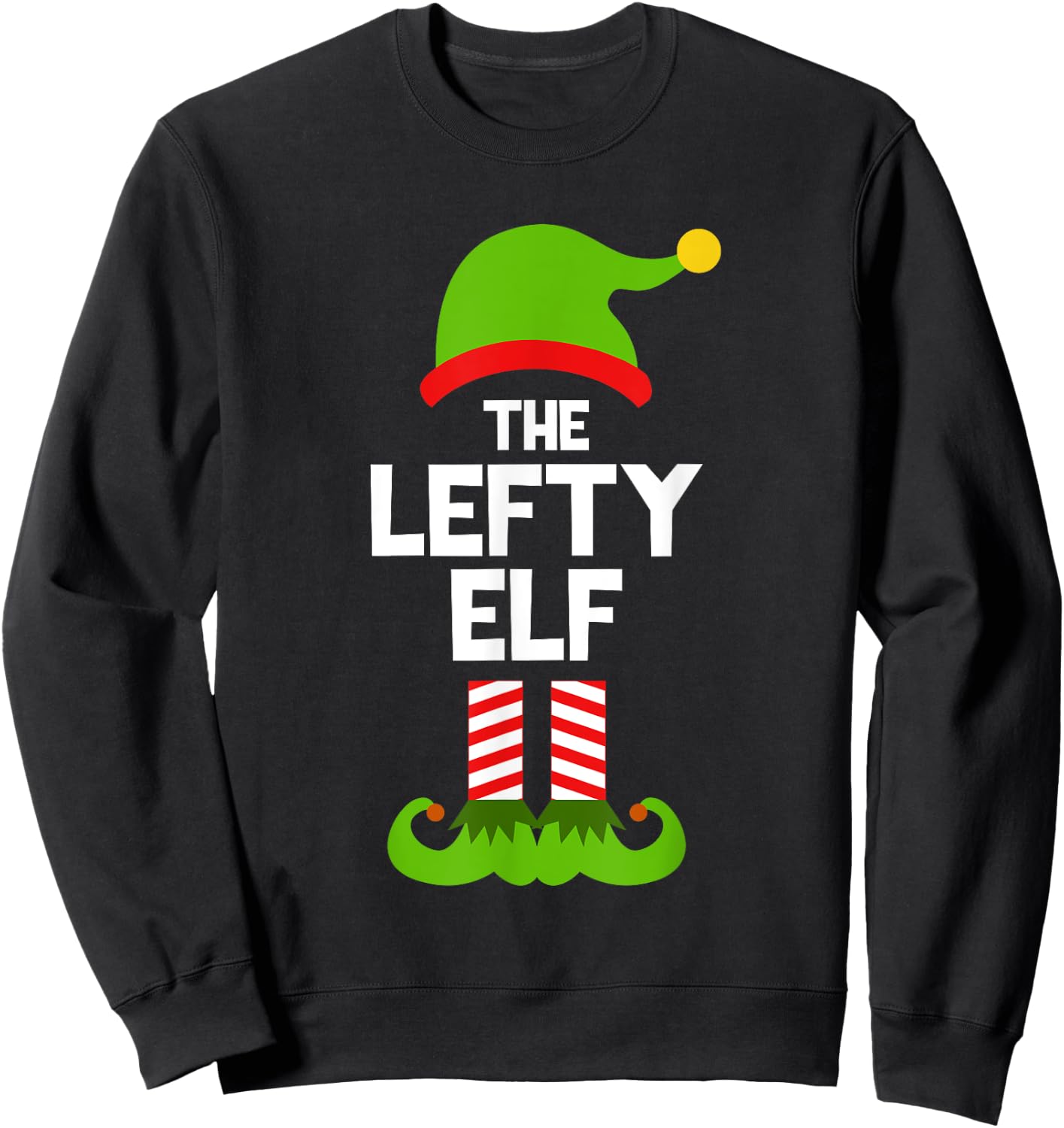 Funny The Lefty Elf Christmas Family Pajama Left-Handed Sweatshirt - Sweatshirt | Black