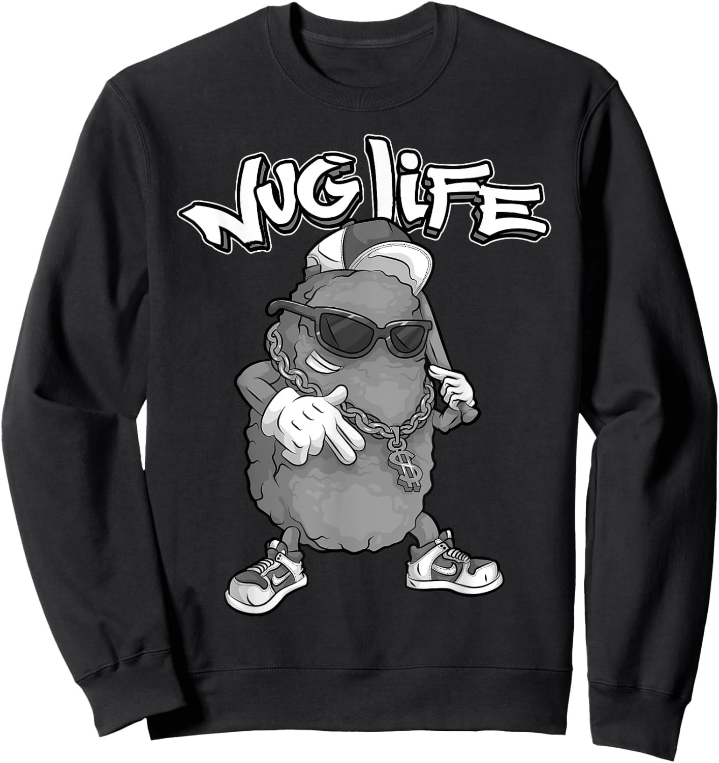 Funny Nug Life Gift | Cute Chicken Nuggets Lover Men Women Sweatshirt - Sweatshirt | Black