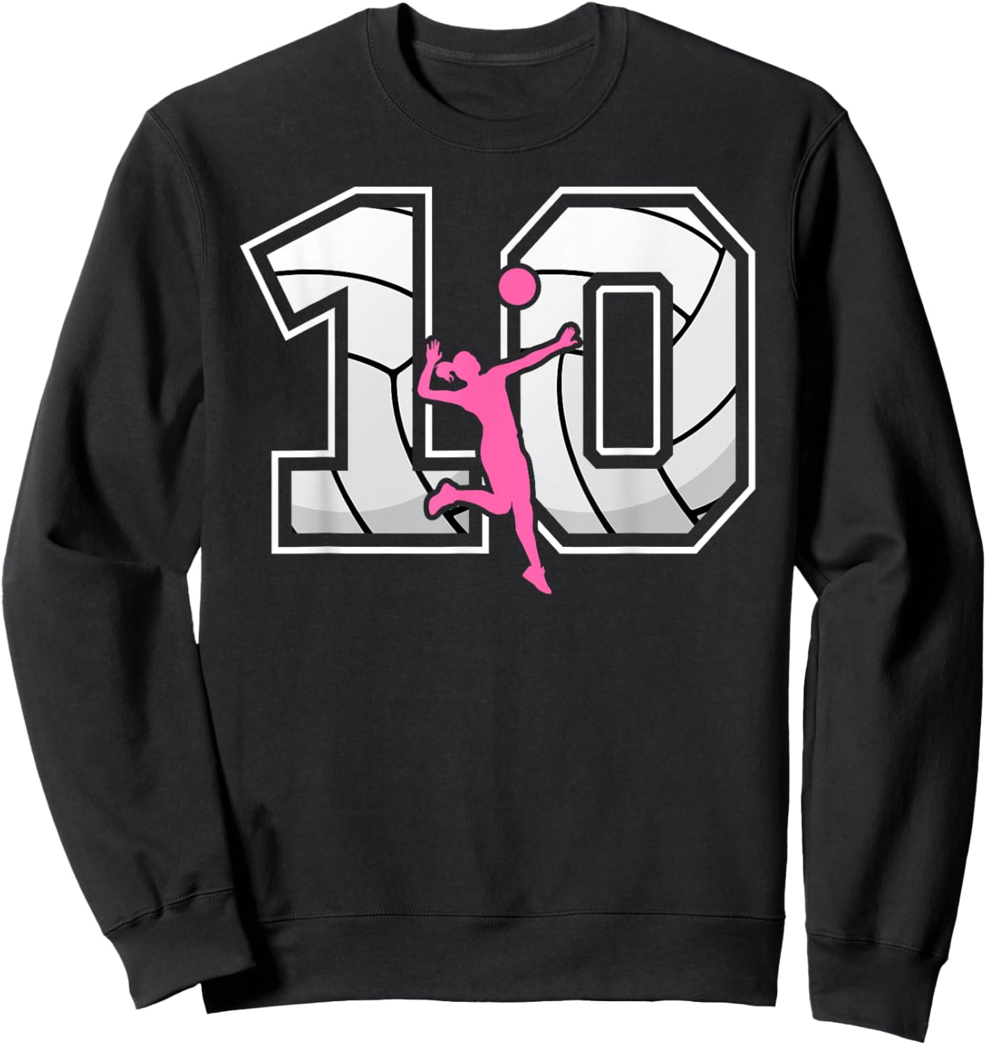 10th Birthday Volleyball Girl 10 Year Old Volleyball Player Sweatshirt - Sweatshirt | Black