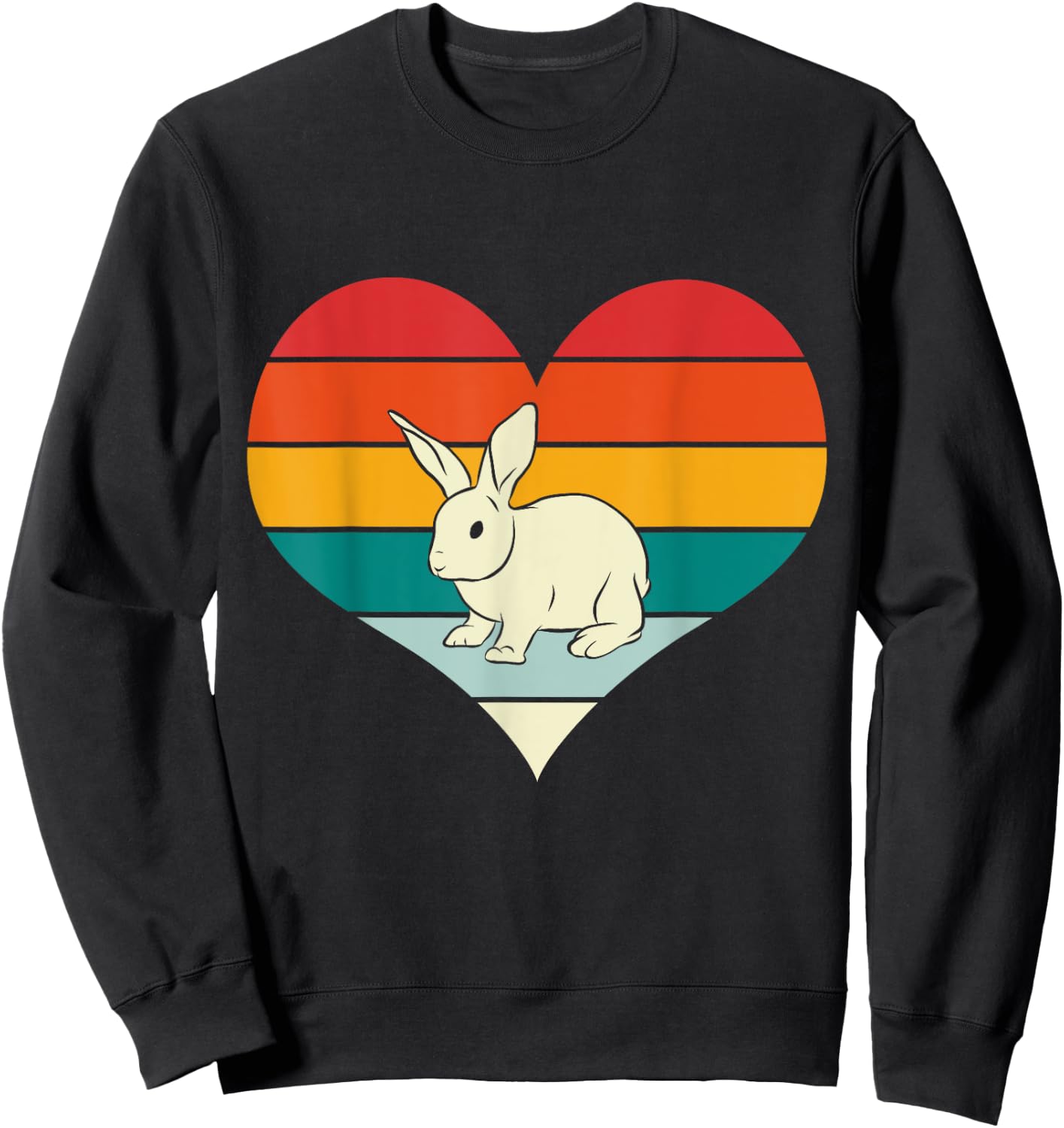 Rabbit Bunny Heart Valentines Day Gift Retro Rabbit Sweatshirt - Sweatshirt | Black