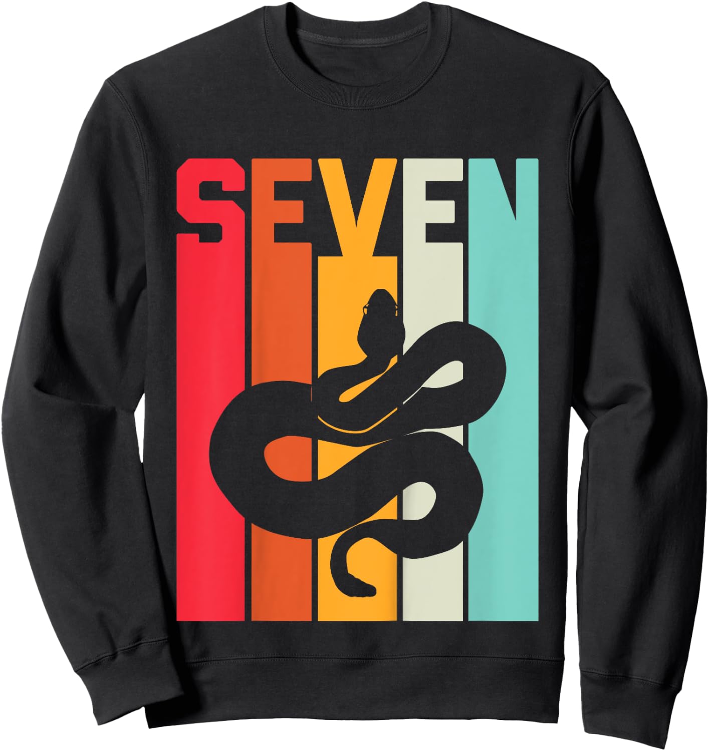 7th Birthday Vintage Snake Lover Pet Reptile 7 Years Old Sweatshirt - Sweatshirt | Black