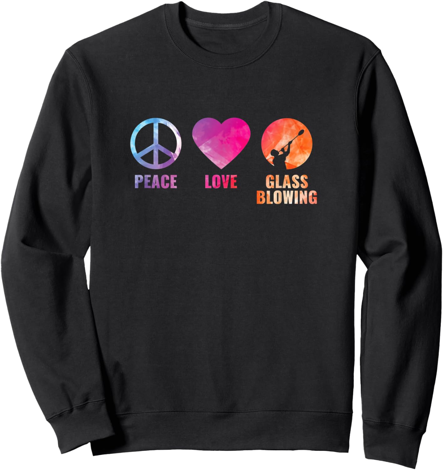 Colorful Peace Lover Glass Blowing For Glassblowers Gift Sweatshirt - Sweatshirt | Black