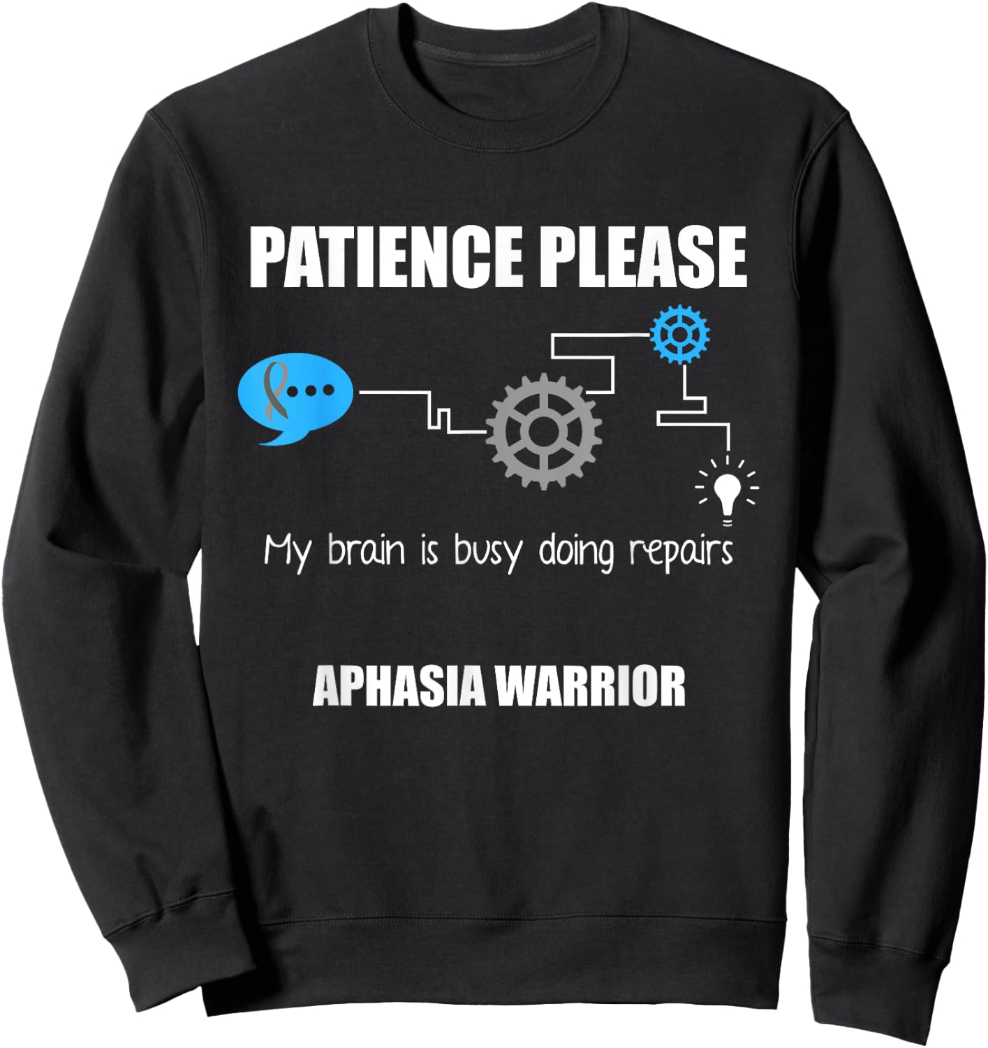 Aphasia Awareness Month Funny Gifts Aphasia Warrior Patience Survivor Awareness DA1 Black Women's Modern Casual Humorous Sweatshirt - Sweatshirt | Black