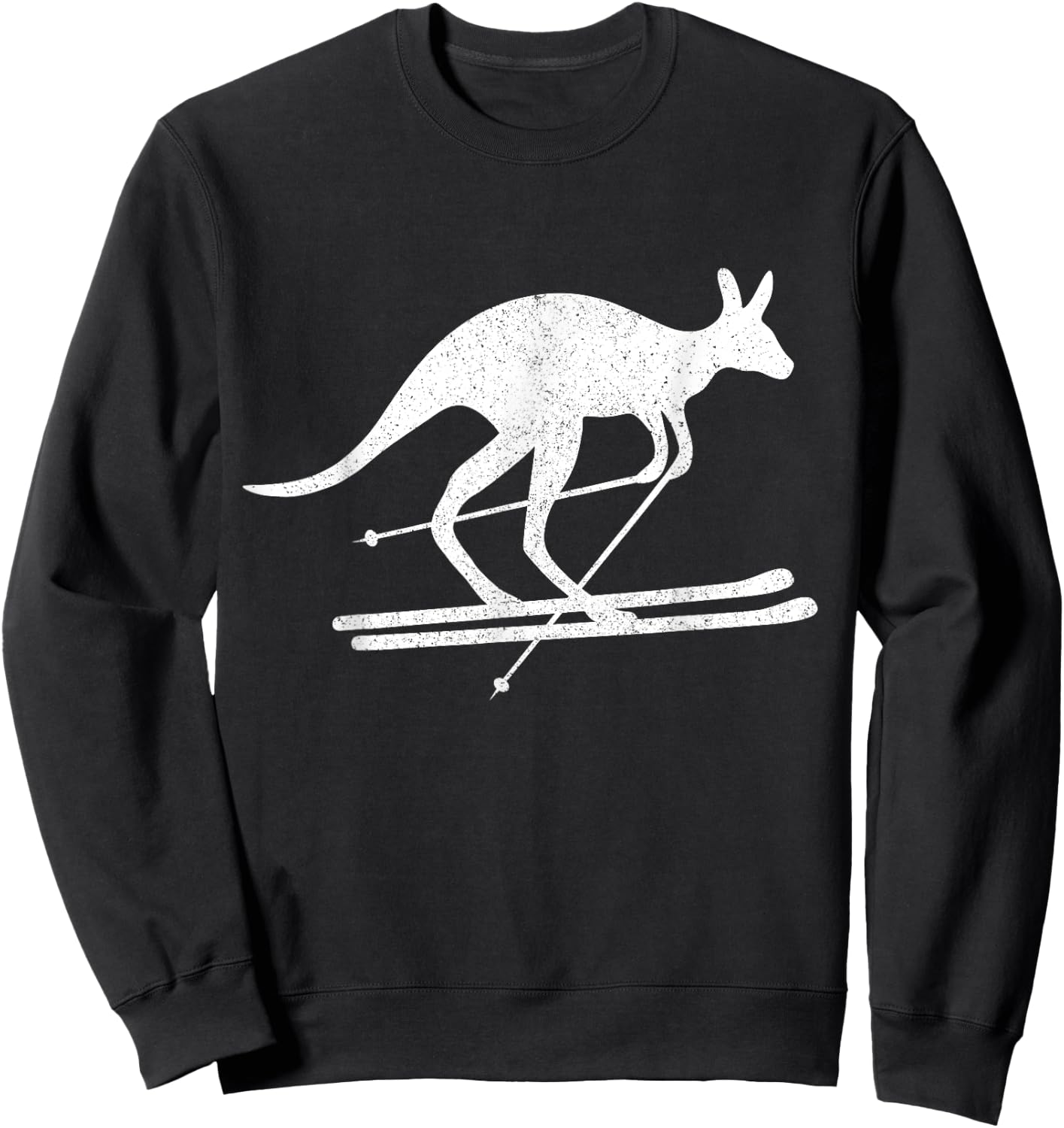 Kangaroo Skiing Fun Winter Sports Australia Travel Gift Sweatshirt - Sweatshirt | Black