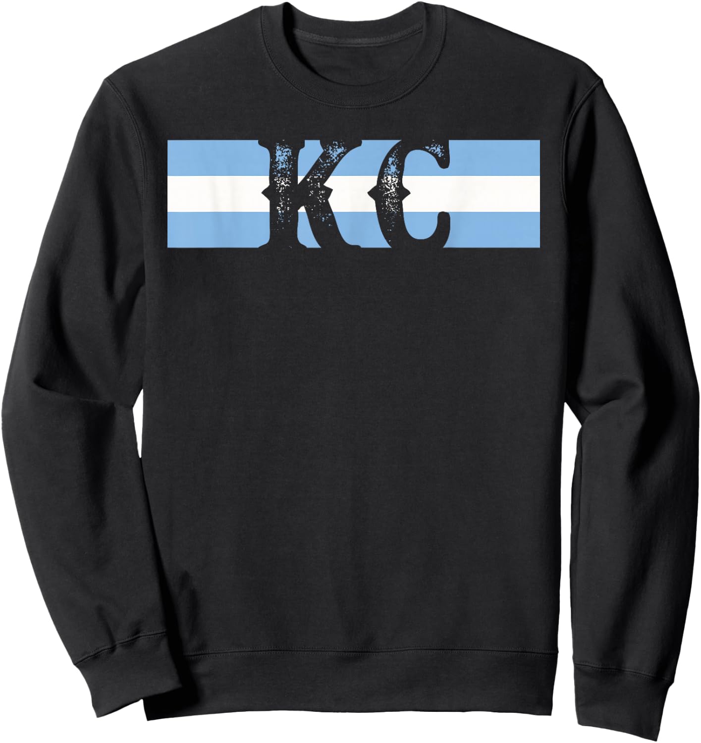 Retro Vintage Blue Stripes KC Kansas City Sweatshirt - Sweatshirt | Black