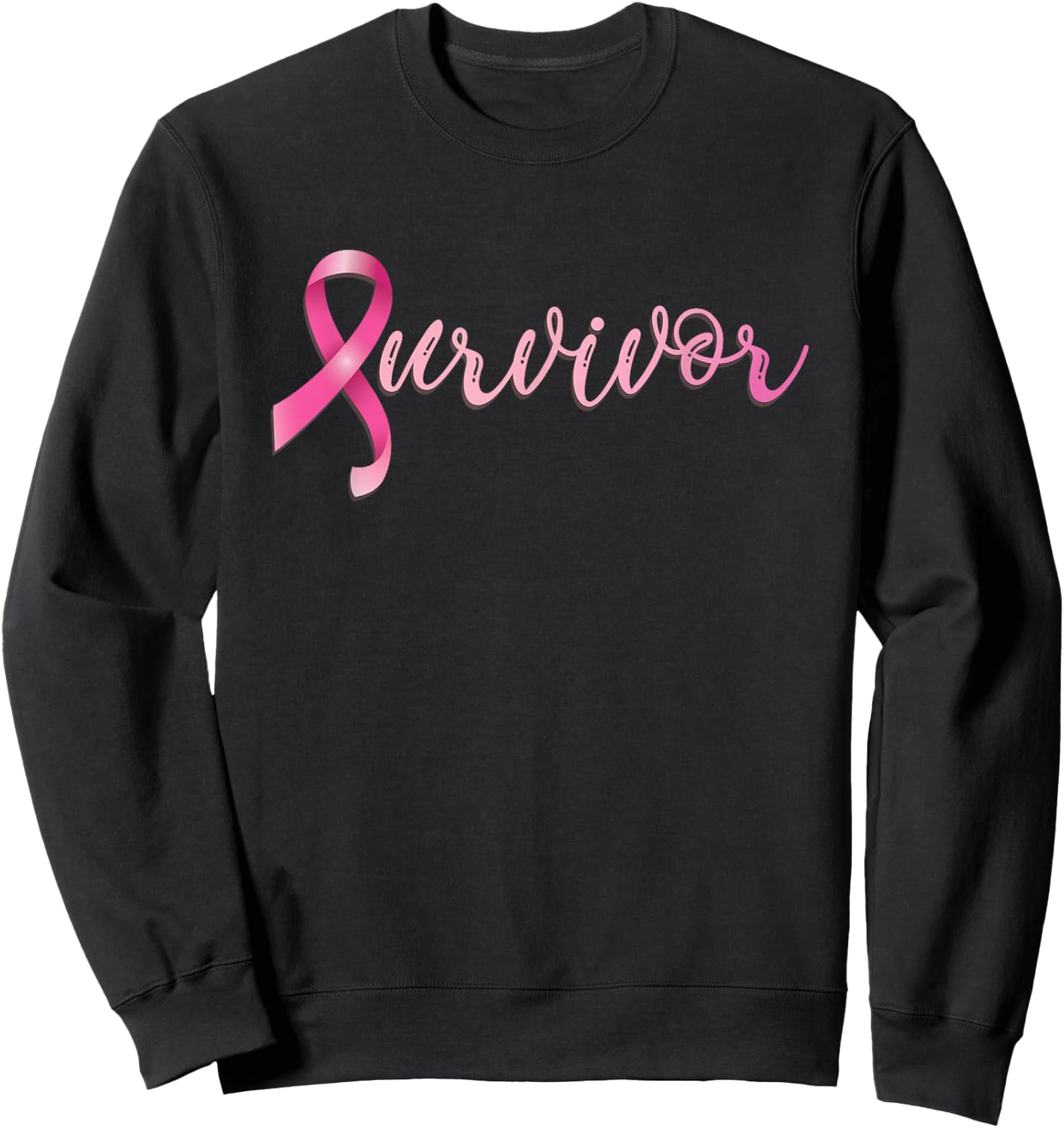 Breast Cancer Survivor Pink Ribbon Recovery Sweatshirt - Sweatshirt | Black