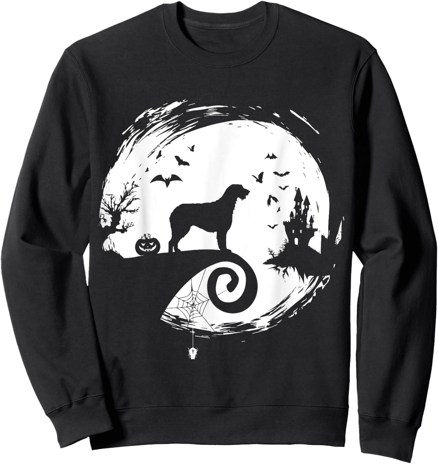Irish Wolfhound Halloween Costume Moon Silhouette Creepy Sweatshirt - Sweatshirt | Black