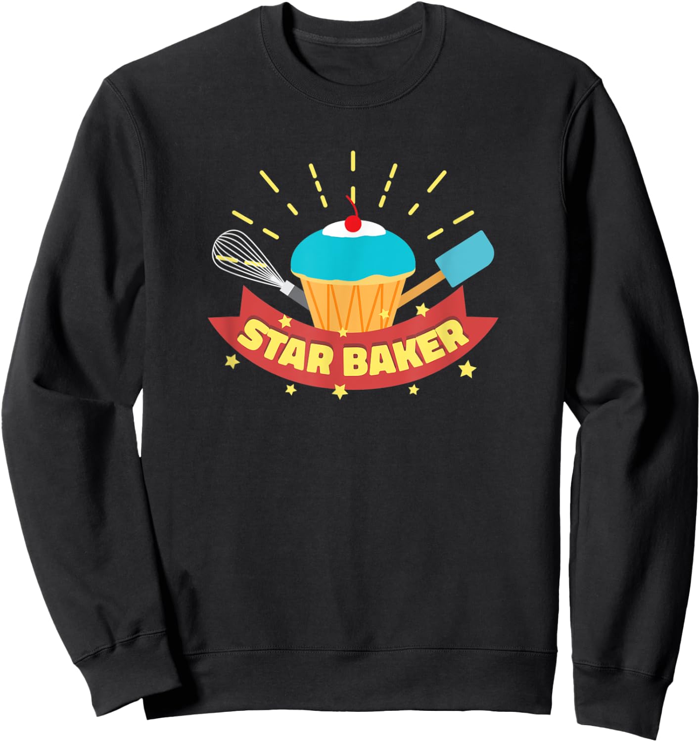 Star Baker I Funny Baking Cupcake Muffin Sweatshirt - Sweatshirt | Black