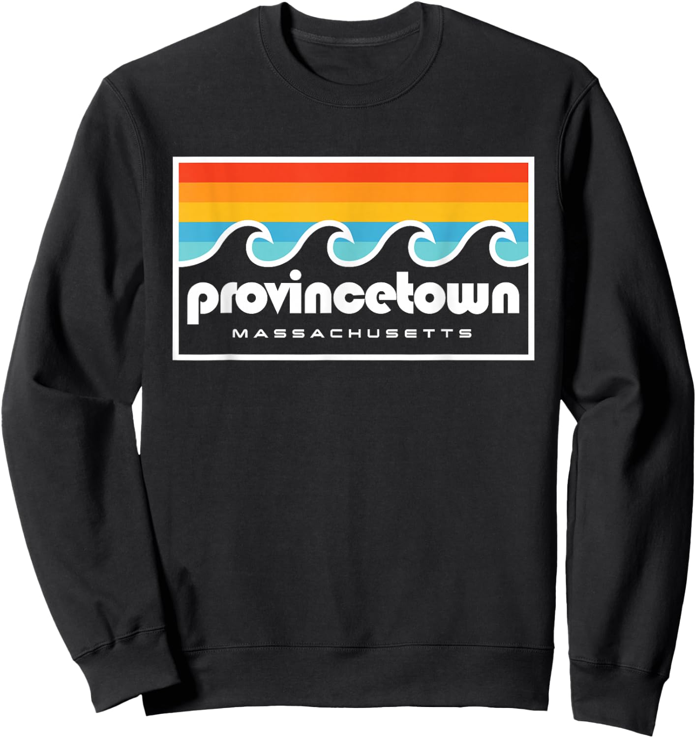 Provincetown MA Retro Vintage Style Ocean Sunset Cape Cod Sweatshirt - Sweatshirt | Black