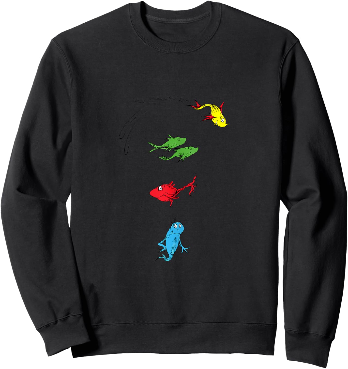 Dr. Seuss One Fish Two Fish Red Fish Blue Fish Sweatshirt - Sweatshirt | Black