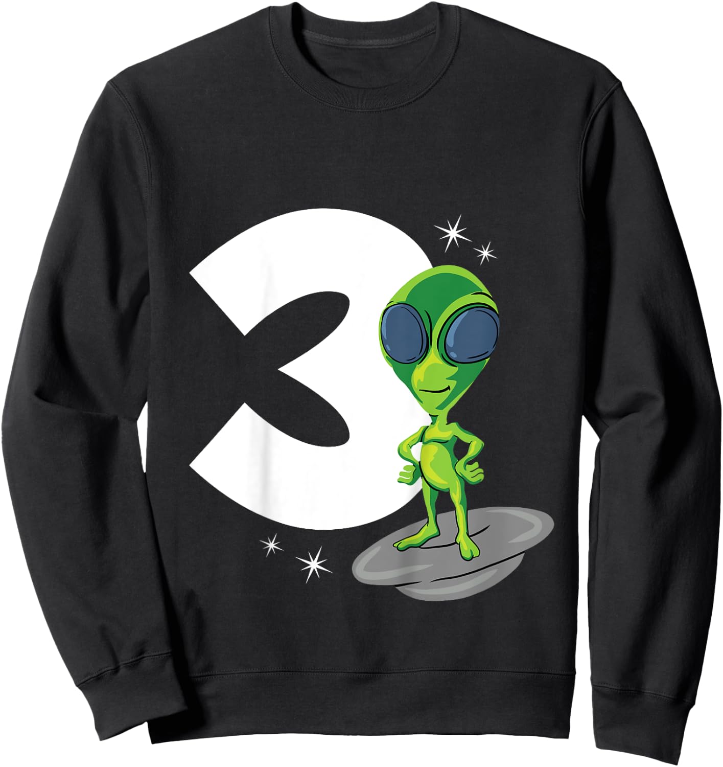 Kids 3 Years Old Boy Alien 3rd Birthday Sweatshirt - Sweatshirt | Black