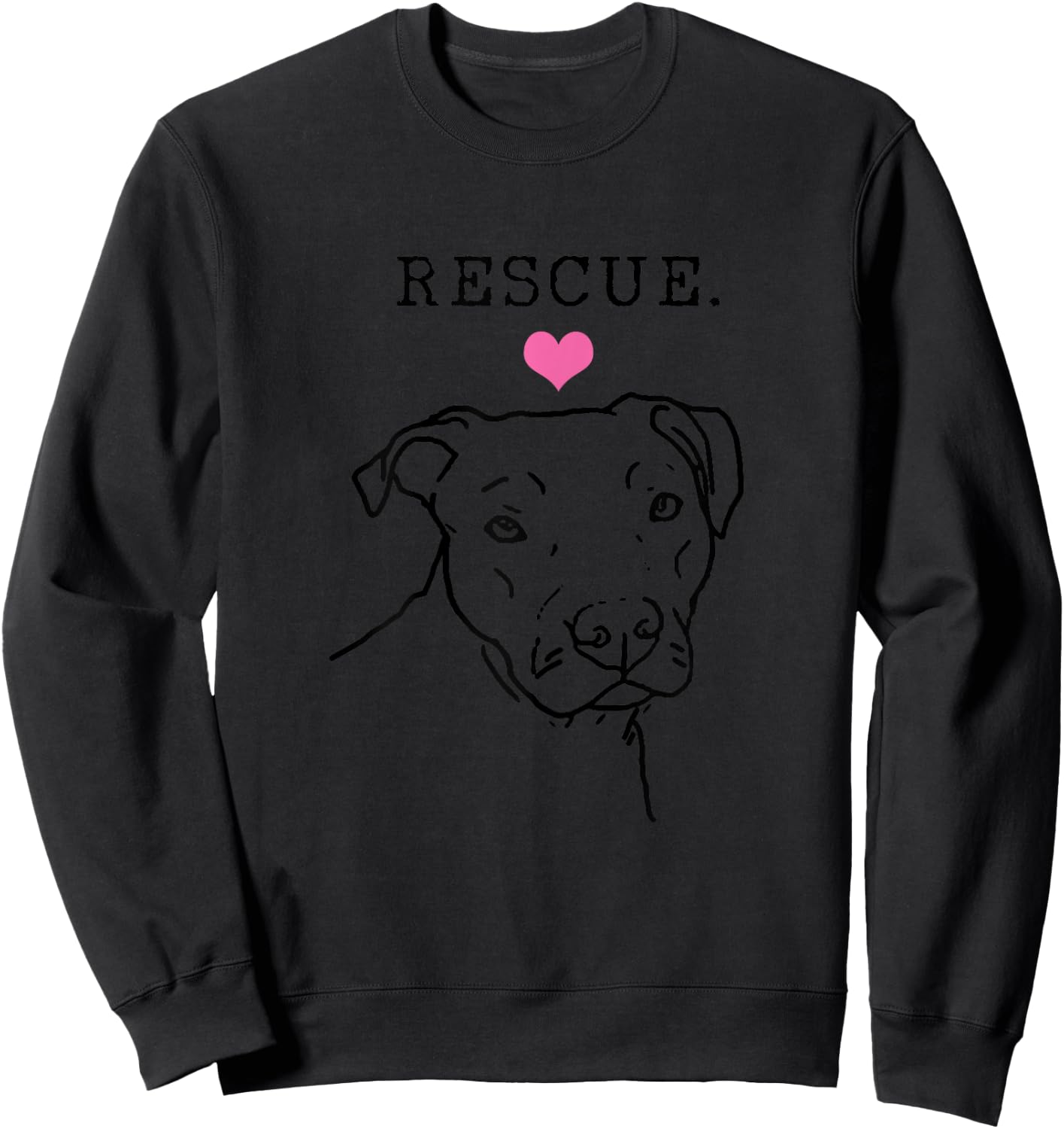 Dog Rescue Pitbull Cute Heart Adopt Pet Dog Women Sweatshirt - Sweatshirt | Black