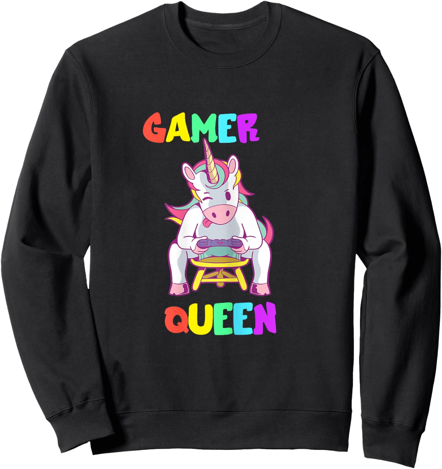 Gamer Queen Gamer Queen Unicorn Gamer Cute Gaming Sweatshirt - Sweatshirt | Black