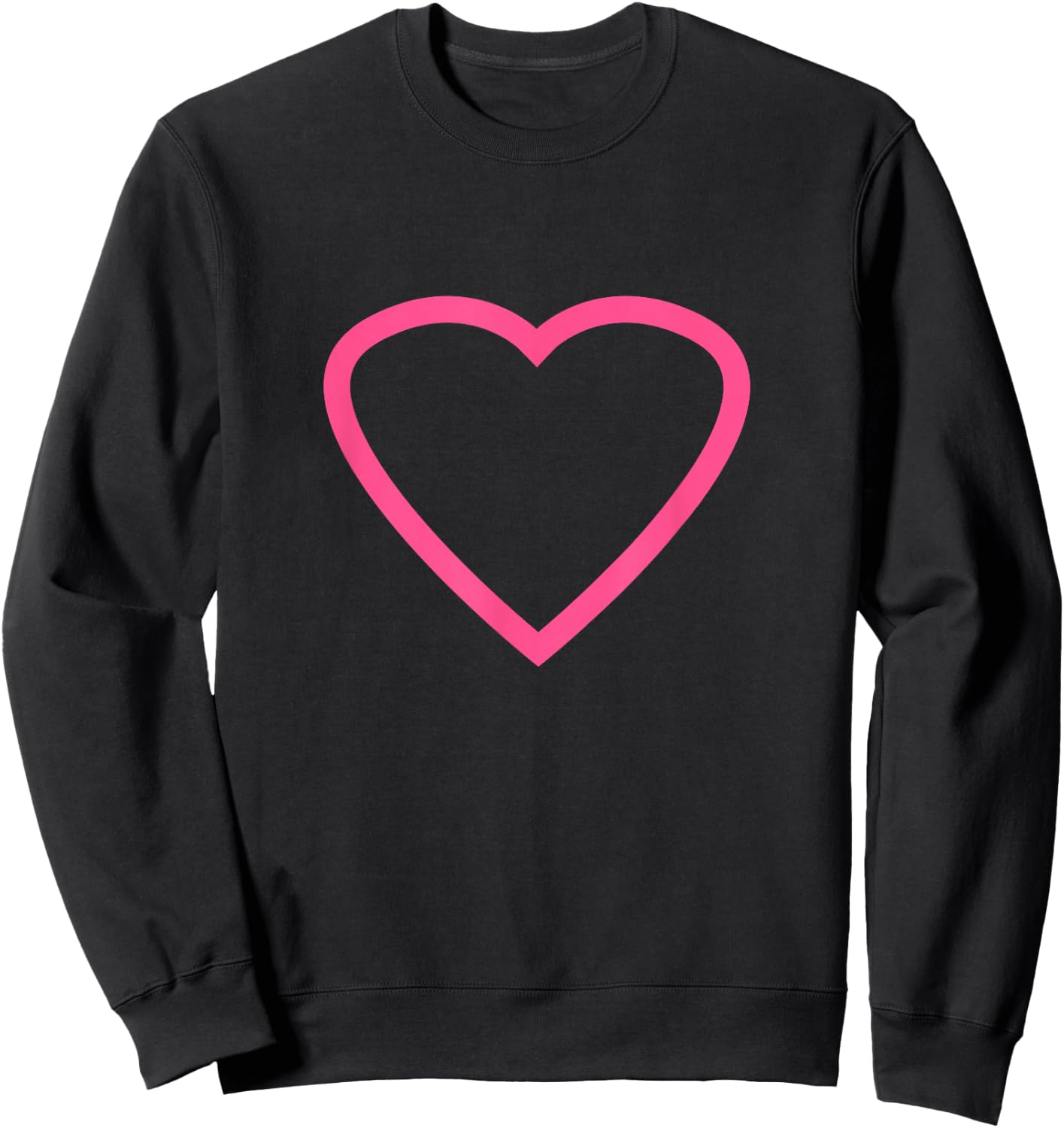 Big Pink Heart On Black Cute Love Minimal Outline Gift Sweatshirt - Sweatshirt | Black